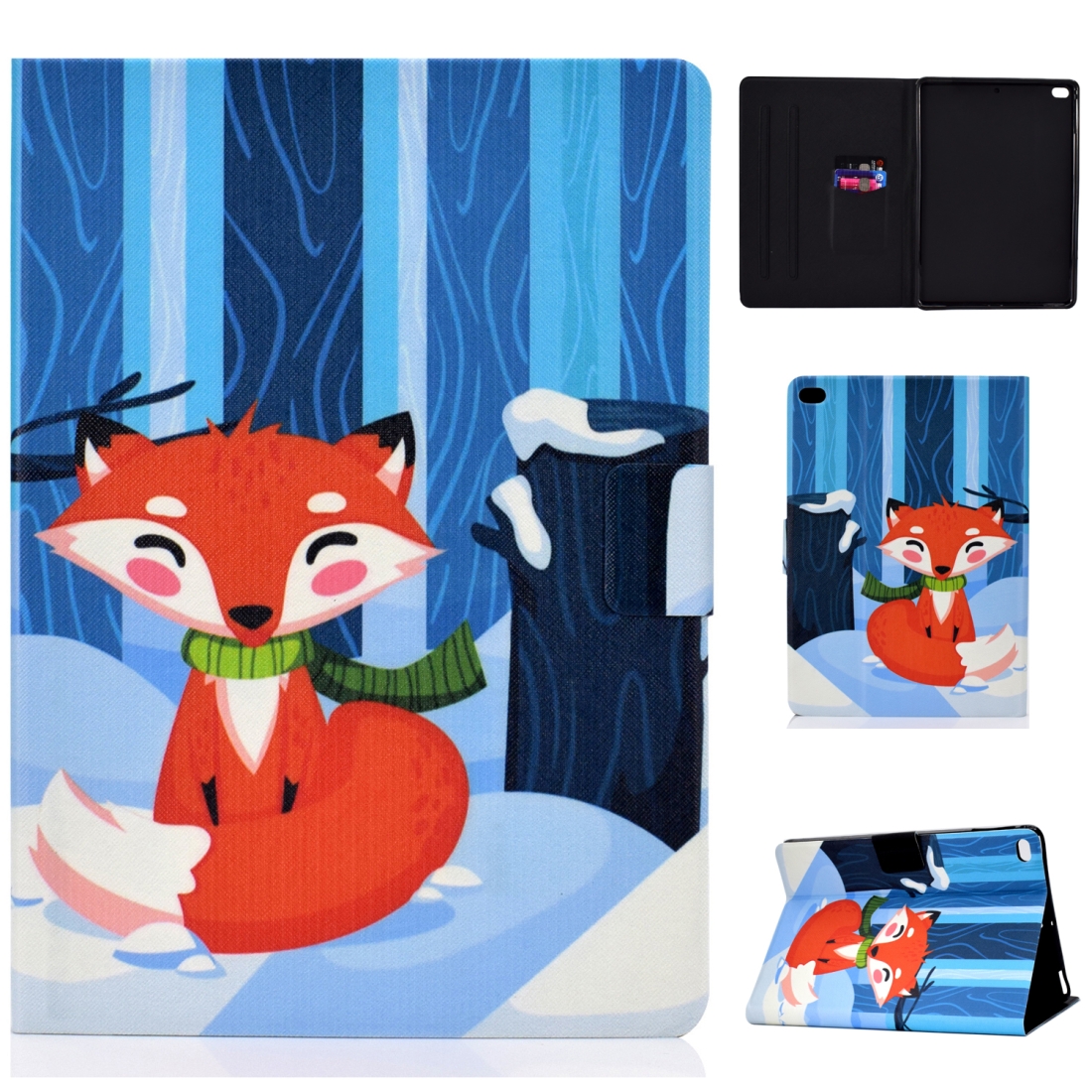 Colored Drawing Universal Voltage Craft Cloth TPU Protective Case, with Holder & Sleep / Wake-up Function & Card Slots & Anti-slip Strip for iPad 9.7 (2018) / 9.7 (2017) / air / air2(Red Fox)