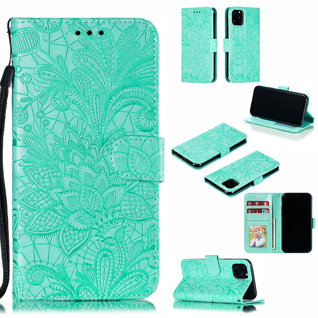 Lace Flower Horizontal Flip Leather Case with Holder & Card Slots & Wallet for iPhone 11 Pro(Green) Lace Flower Horizontal Flip Leather Case with Holder & Card Slots & Wallet for iPhone 11 Pro(Green)