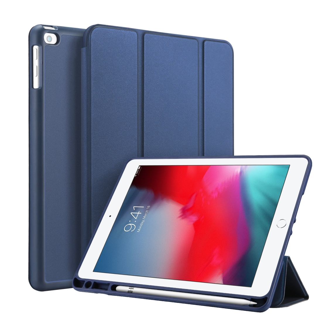 DUX DUCIS OSOM SERIES Three-folding Horizontal Flip Leather Case with Pen Slots for iPad 9.7 inch (2017) / 9.7 (2018) / iPad 5 / 6(Blue)