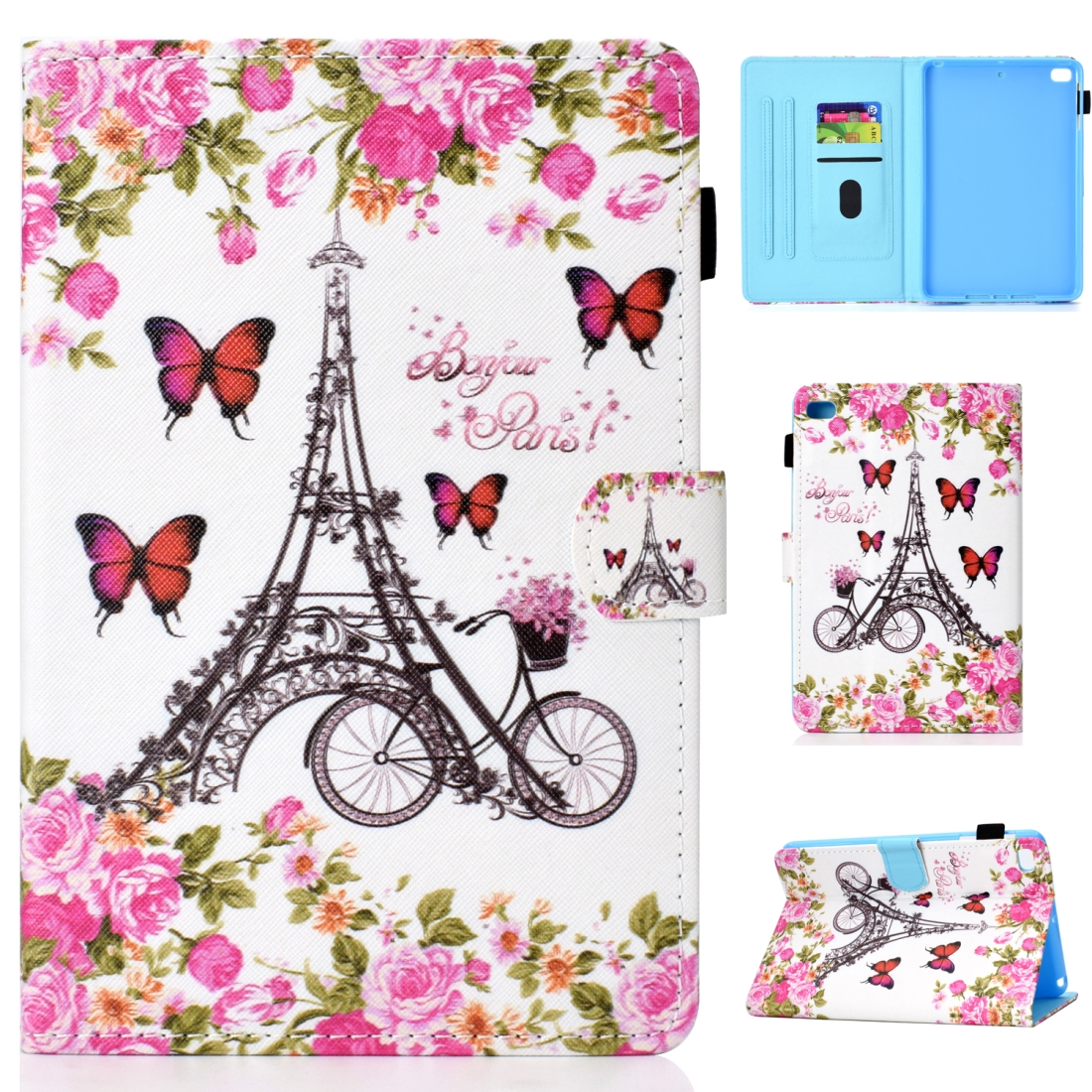 For iPad Mini 1 / 2 / 3 / 4 Colored Drawing Stitching Horizontal Flip Leather Case, with Holder & Card Slots(Flower Tower) For iPad Mini 1 / 2 / 3 / 4 Colored Drawing Stitching Horizontal Flip Leather Case, with Holder & Card Slots(Flower Tower)