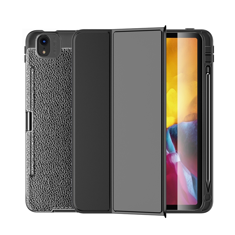 3-Fold Lychee Texture Leather Smart Tablet Case For iPad Air 2022 / 2020 10.9 inch(Black) 3-Fold Lychee Texture Leather Smart Tablet Case For iPad Air 2022 / 2020 10.9 inch(Black)