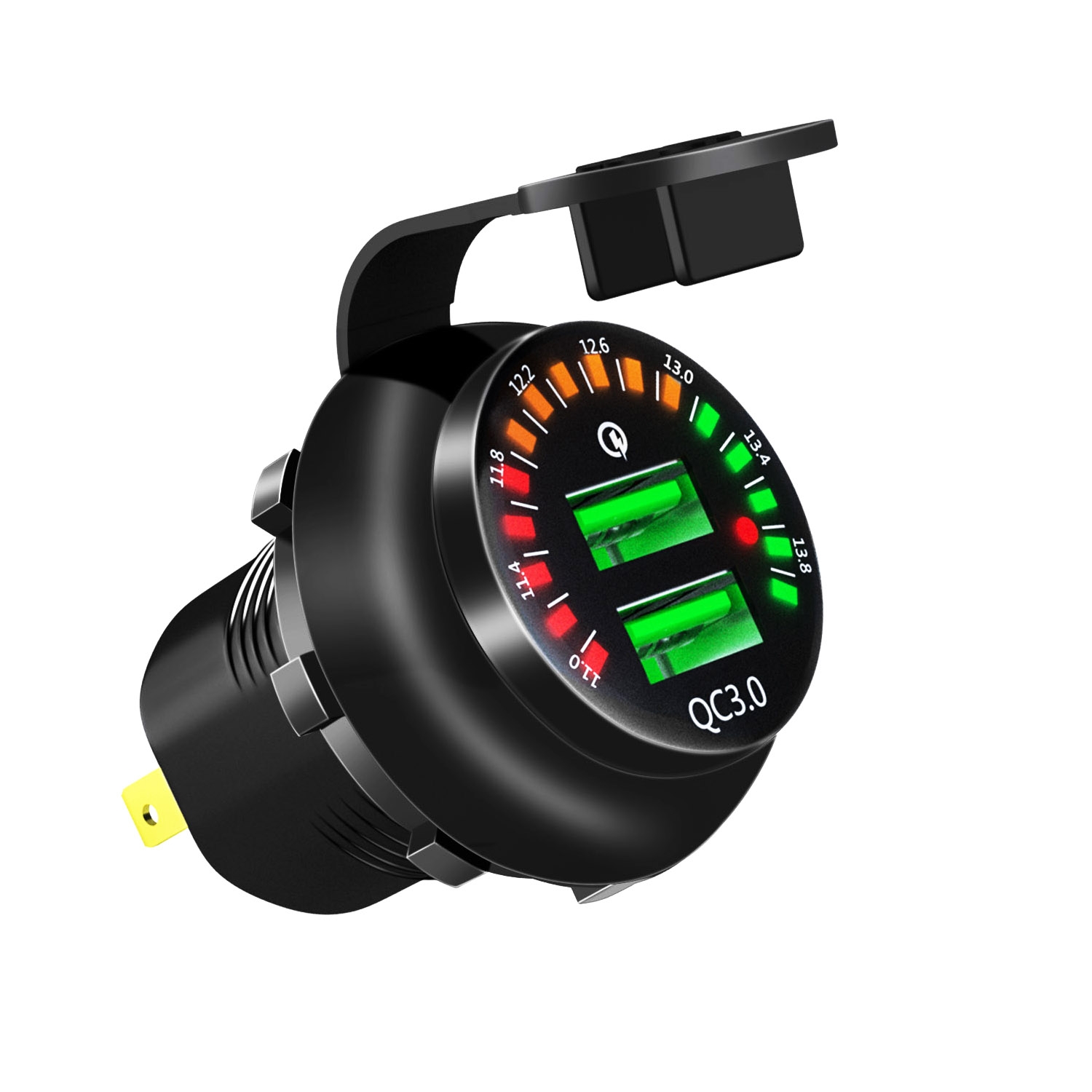 WUPP CS-134A1 Car Dual USB QC3.0 Fast Charger with Color Screen Voltage Display WUPP CS-134A1 Car Dual USB QC3.0 Fast Charger with Color Screen Voltage Display