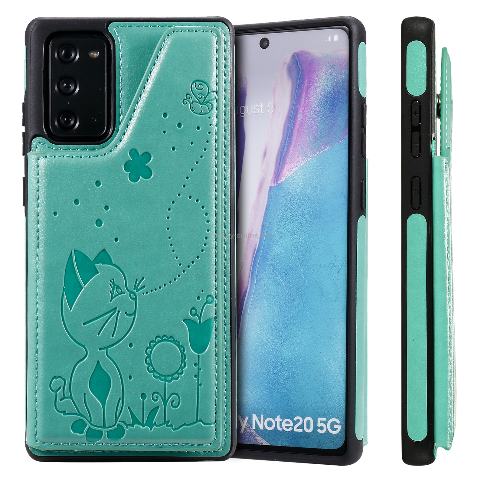 Cat Bee Embossing Pattern Shockproof Protective Case with Card Slots & Photo Frame For Samsung Galaxy Note20 (Green) Cat Bee Embossing Pattern Shockproof Protective Case with Card Slots & Photo Frame For Samsung Galaxy Note20 (Green)