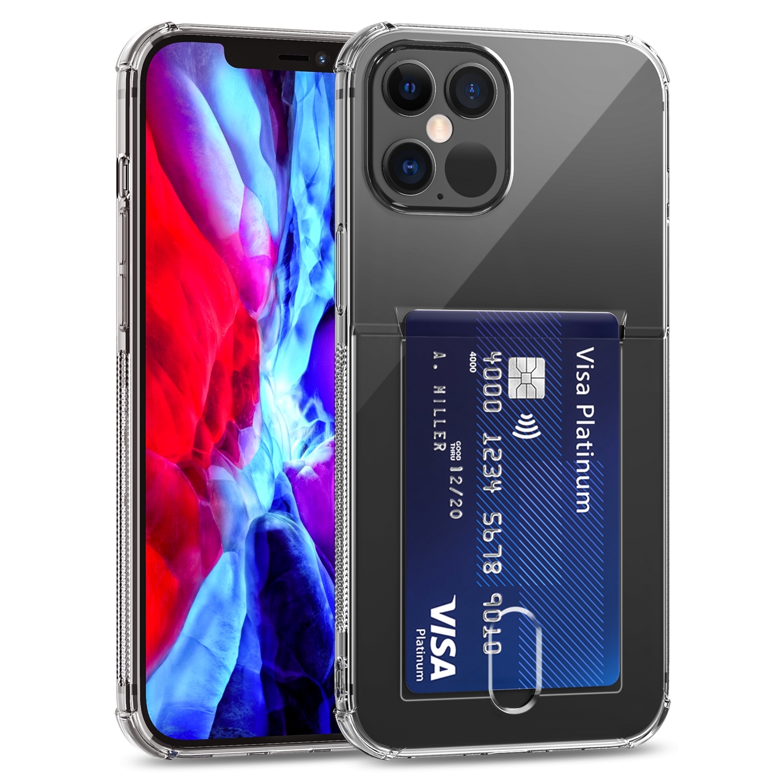 For iPhone 12 TPU Transparent Protective Case with Card Slots(Transparent) For iPhone 12 TPU Transparent Protective Case with Card Slots(Transparent)