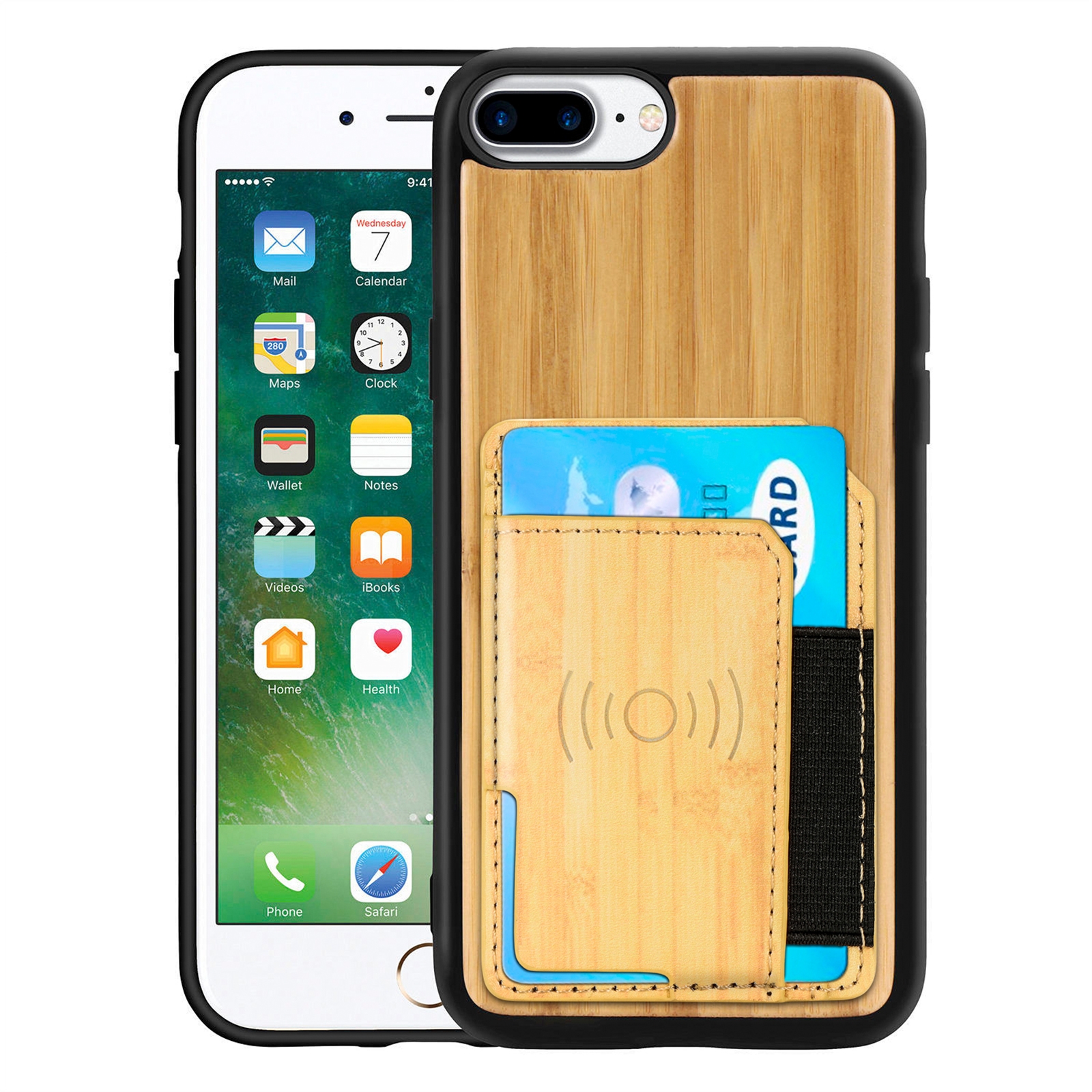 Wood Grain PU+TPU Protective Case with Card Slot For iPhone 8 & 7(Bamboo) Wood Grain PU+TPU Protective Case with Card Slot For iPhone 8 & 7(Bamboo)