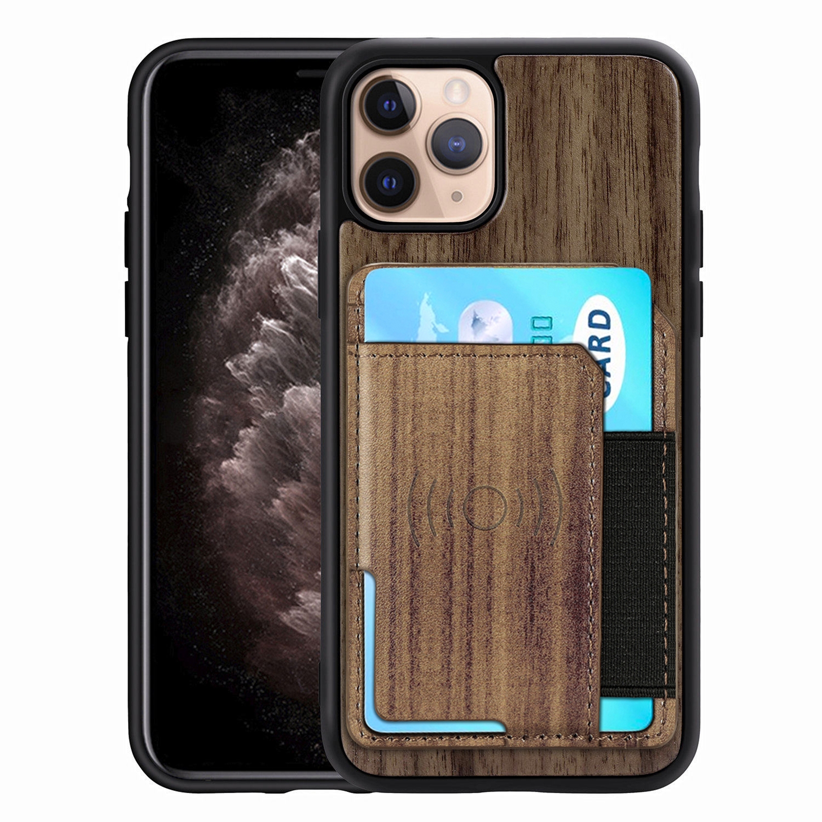 For iPhone 11 Pro Max Wood Grain PU+TPU Protective Case with Card Slot (Walnut) For iPhone 11 Pro Max Wood Grain PU+TPU Protective Case with Card Slot (Walnut)