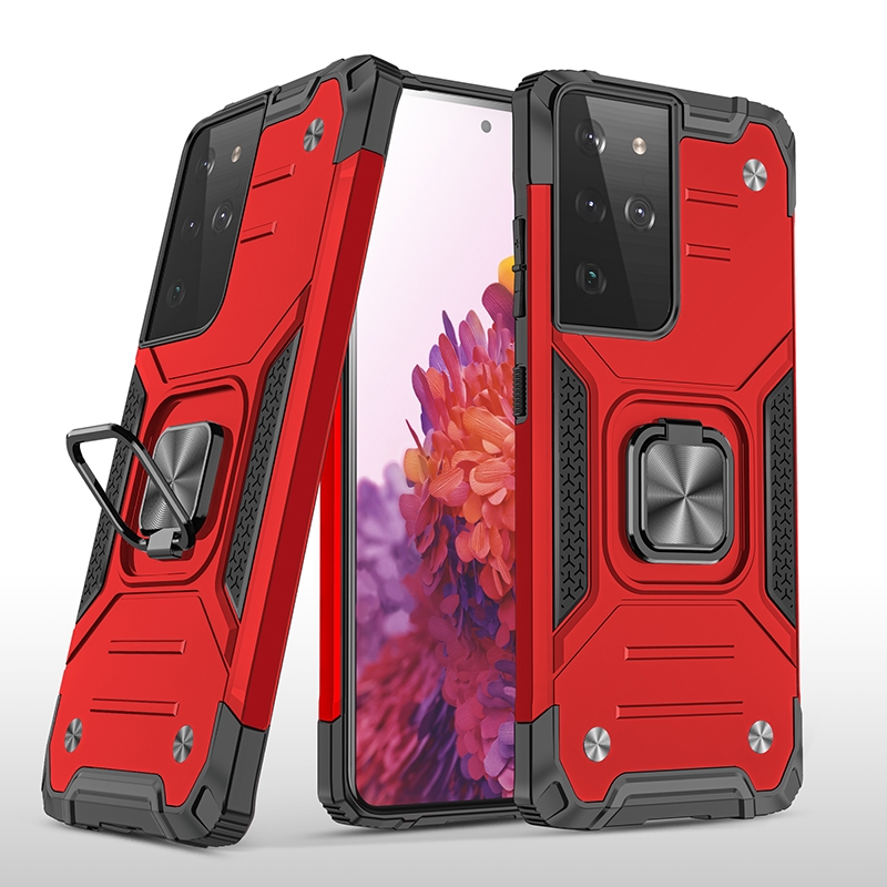For Samsung Galaxy S21 Ultra 5G Magnetic Armor Shockproof TPU + PC Case with Metal Ring Holder(Red) For Samsung Galaxy S21 Ultra 5G Magnetic Armor Shockproof TPU + PC Case with Metal Ring Holder(Red)