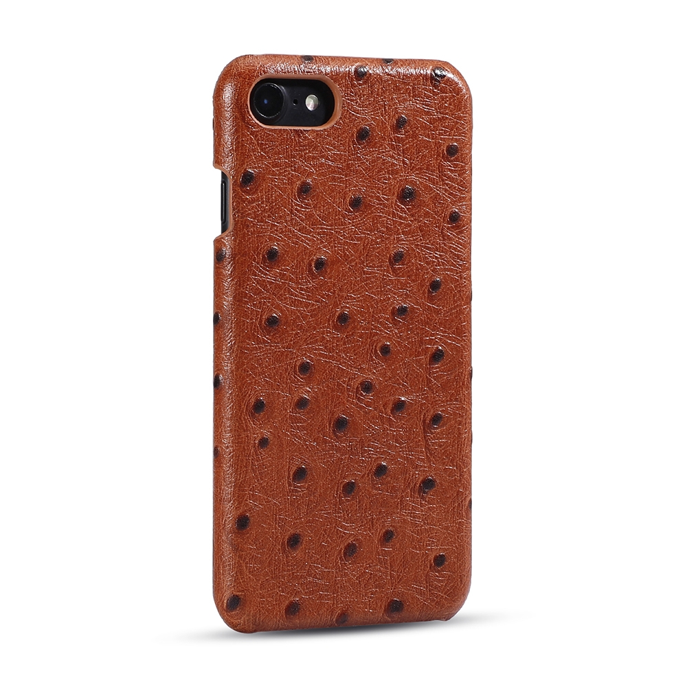 For iPhone SE 2022 / SE 2020 / 8 / 7 Ostrich Texture Head-layer Cowhide Leather Back Cover Case(Brown) For iPhone SE 2022 / SE 2020 / 8 / 7 Ostrich Texture Head-layer Cowhide Leather Back Cover Case(Brown)