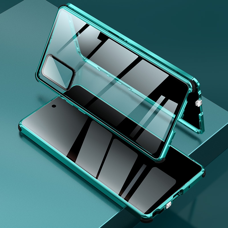 For Samsung Galaxy Note20 Four-corner Shockproof Anti-peeping Magnetic Metal Frame Double-sided Tempered Glass Case(Green) For Samsung Galaxy Note20 Four-corner Shockproof Anti-peeping Magnetic Metal Frame Double-sided Tempered Glass Case(Green)