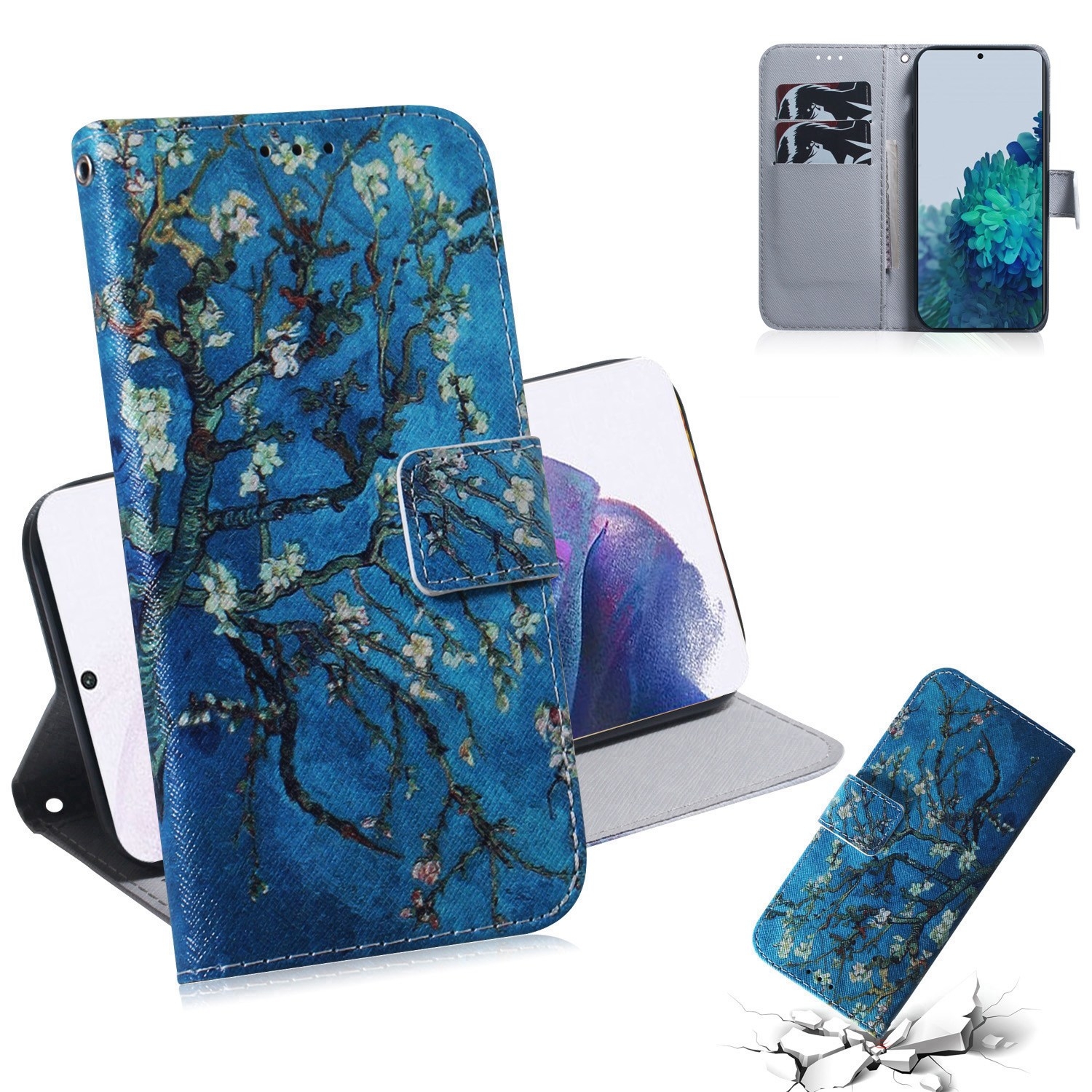 For Samsung Galaxy S21+ 5G Coloured Drawing Horizontal Flip Leather Case, with Holder & Card Slots & Wallet(Apricot Flower) For Samsung Galaxy S21+ 5G Coloured Drawing Horizontal Flip Leather Case, with Holder & Card Slots & Wallet(Apricot Flower)