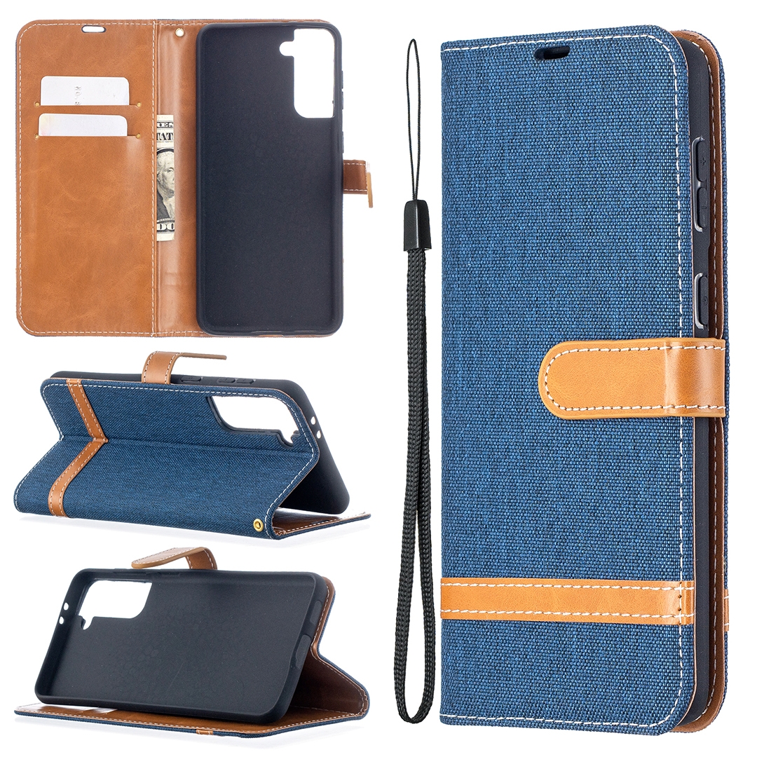 For Samsung Galaxy S21+ 5G Color Matching Denim Texture Horizontal Flip Leather Case with Holder & Card Slots & Wallet & Lanyard(Dark Blue) For Samsung Galaxy S21+ 5G Color Matching Denim Texture Horizontal Flip Leather Case with Holder & Card Slots & Wallet & Lanyard(Dark Blue)