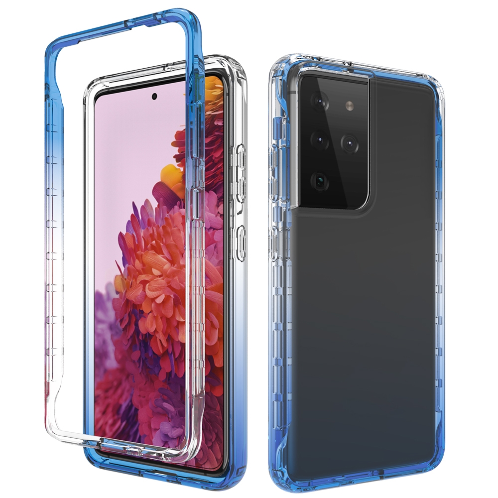 For Samsung Galaxy S21 Ultra 5G Shockproof High Transparency Two-color Gradual Change PC+TPU Candy Colors Protective Case(Blue) For Samsung Galaxy S21 Ultra 5G Shockproof High Transparency Two-color Gradual Change PC+TPU Candy Colors Protective Case(Blue)