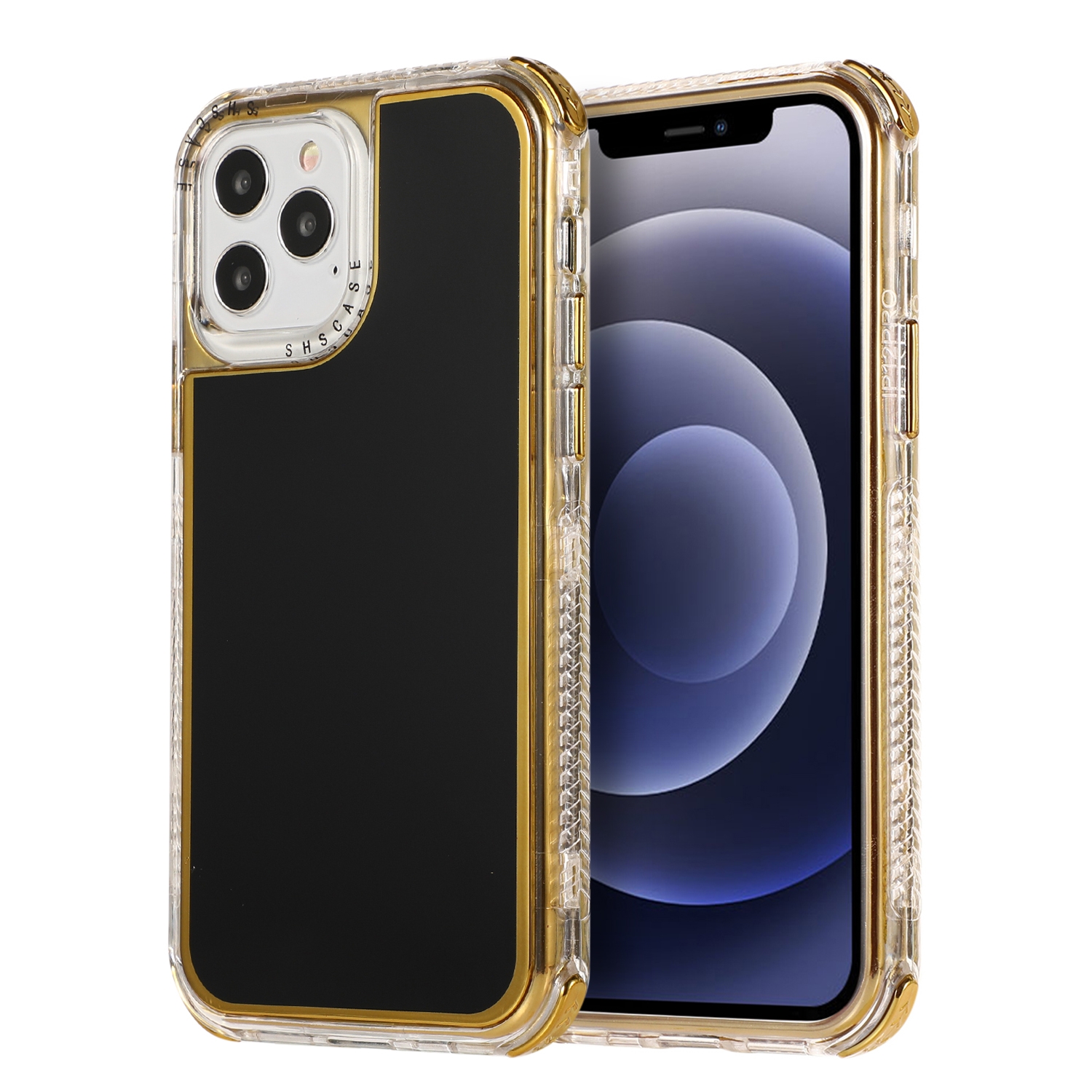 For iPhone 12 / 12 Pro 3 in 1 Dreamland Electroplating Solid Color TPU + Transparent Border Protective Case(Black) For iPhone 12 / 12 Pro 3 in 1 Dreamland Electroplating Solid Color TPU + Transparent Border Protective Case(Black)
