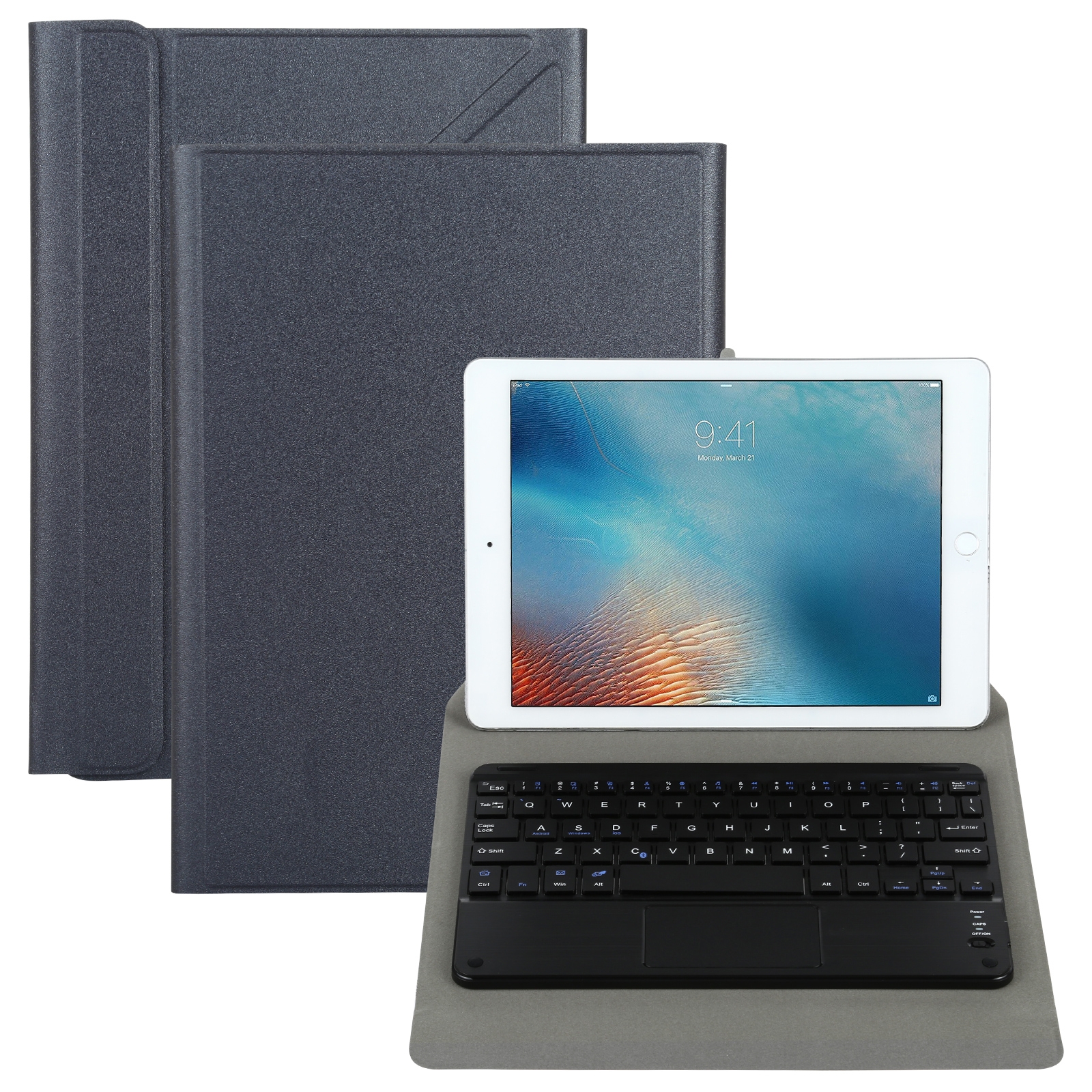 Universal Detachable Bluetooth Keyboard + Leather Tablet Case with Touchpad for iPad 9-10 inch, Specification:Black Keyboard(Black) Universal Detachable Bluetooth Keyboard + Leather Tablet Case with Touchpad for iPad 9-10 inch, Specification:Black Keyboard(Black)