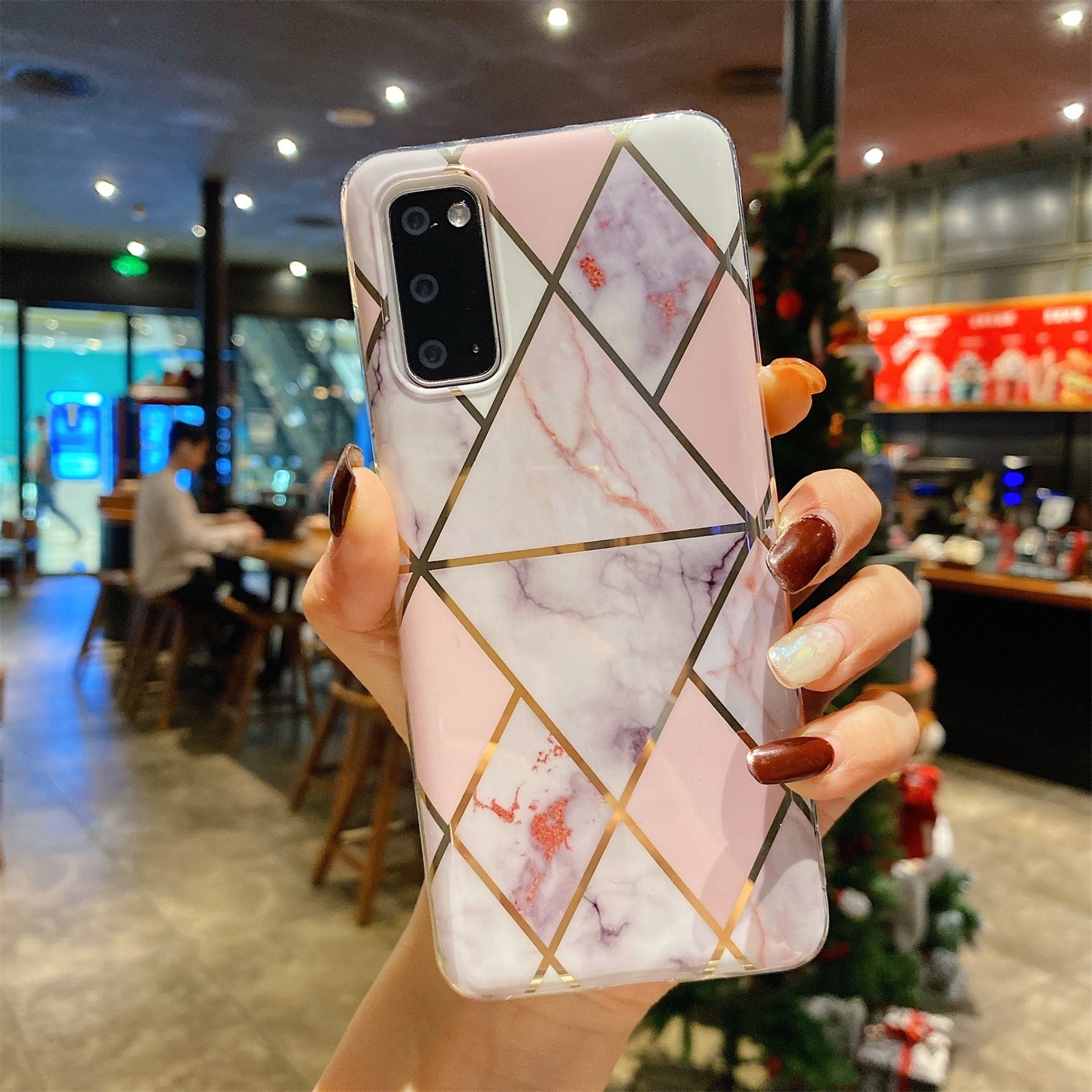 For Samsung Galaxy S20 FE Splicing Marble Pattern Gilding TPU Protective Case(Light Pink Grey) For Samsung Galaxy S20 FE Splicing Marble Pattern Gilding TPU Protective Case(Light Pink Grey)