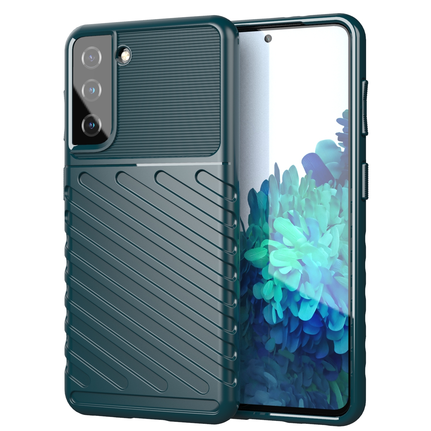 For Samsung Galaxy S21 5G Thunderbolt Shockproof TPU Protective Soft Case(Green) For Samsung Galaxy S21 5G Thunderbolt Shockproof TPU Protective Soft Case(Green)
