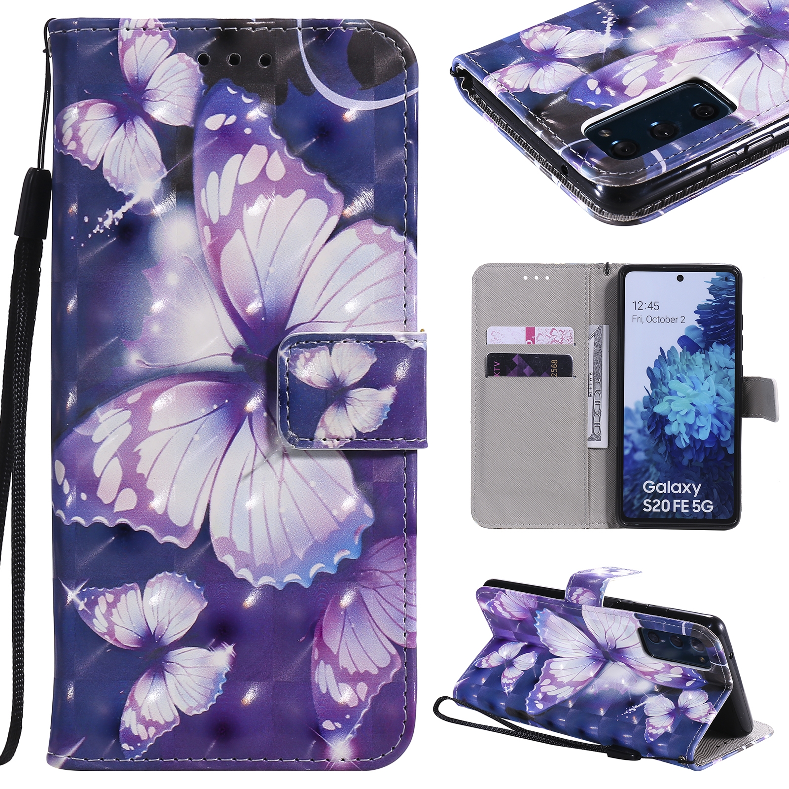 For Samsung Galaxy S20 FE 3D Painting Horizontal Flip Leather Case with Holder & Card Slot & Lanyard(Purple Butterflies) For Samsung Galaxy S20 FE 3D Painting Horizontal Flip Leather Case with Holder & Card Slot & Lanyard(Purple Butterflies)