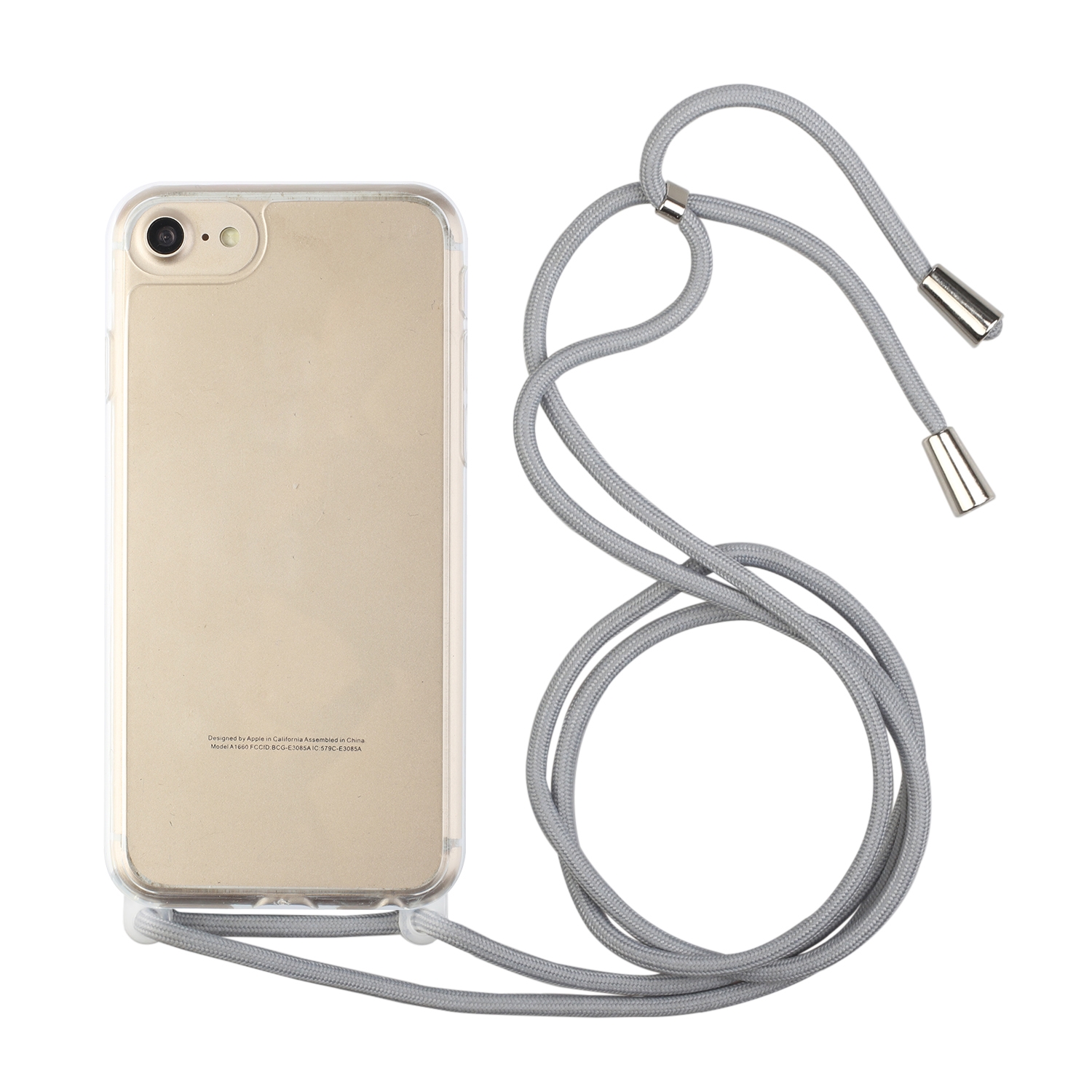 Shockproof Ultra-thin TPU + Acrylic Protective Case with Lanyard For iPhone 7 Plus / 8 Plus(Grey) Shockproof Ultra-thin TPU + Acrylic Protective Case with Lanyard For iPhone 7 Plus / 8 Plus(Grey)