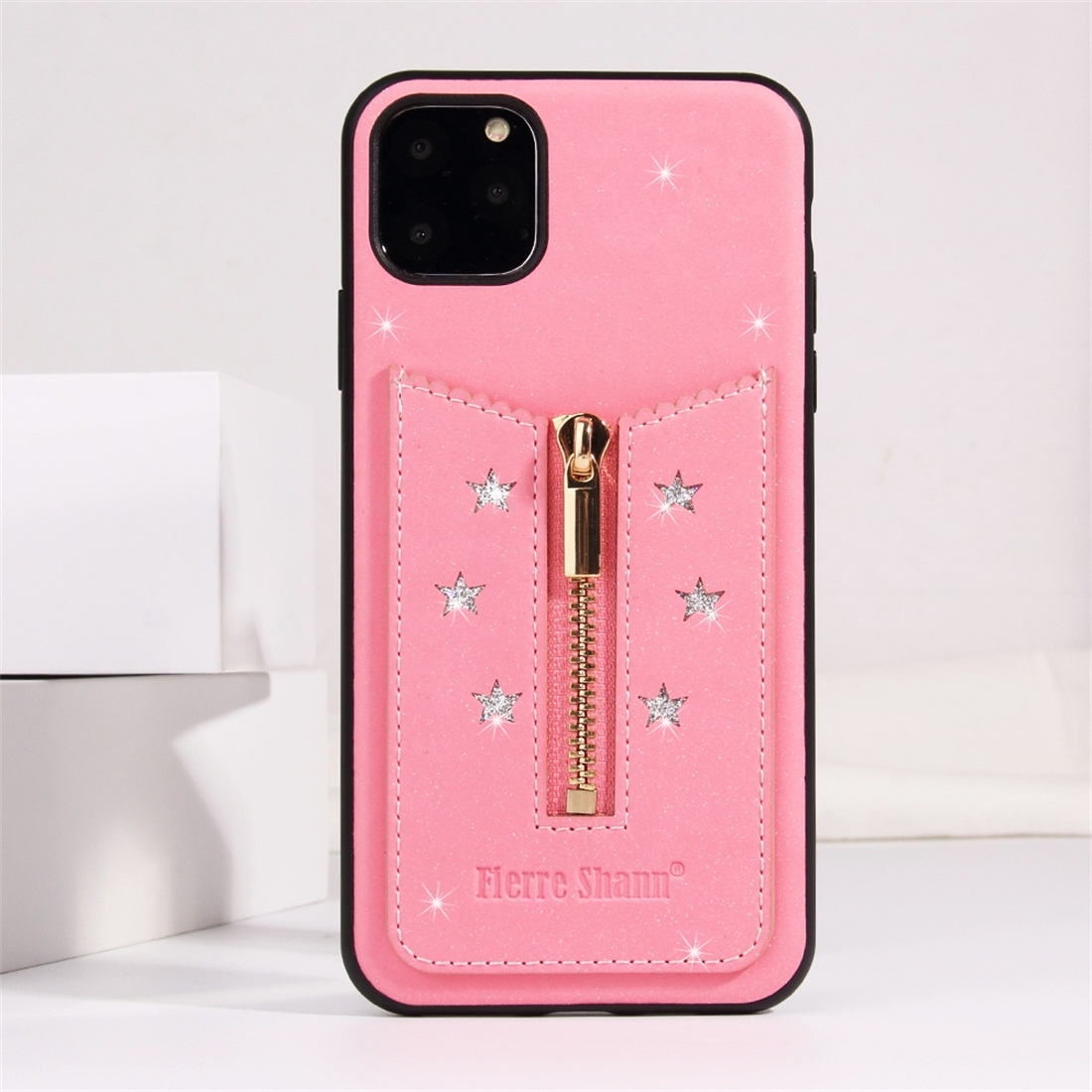 For iPhone 11 Pro Starry Sky Star Zipper Protective Case with Card Slot(Pink) For iPhone 11 Pro Starry Sky Star Zipper Protective Case with Card Slot(Pink)