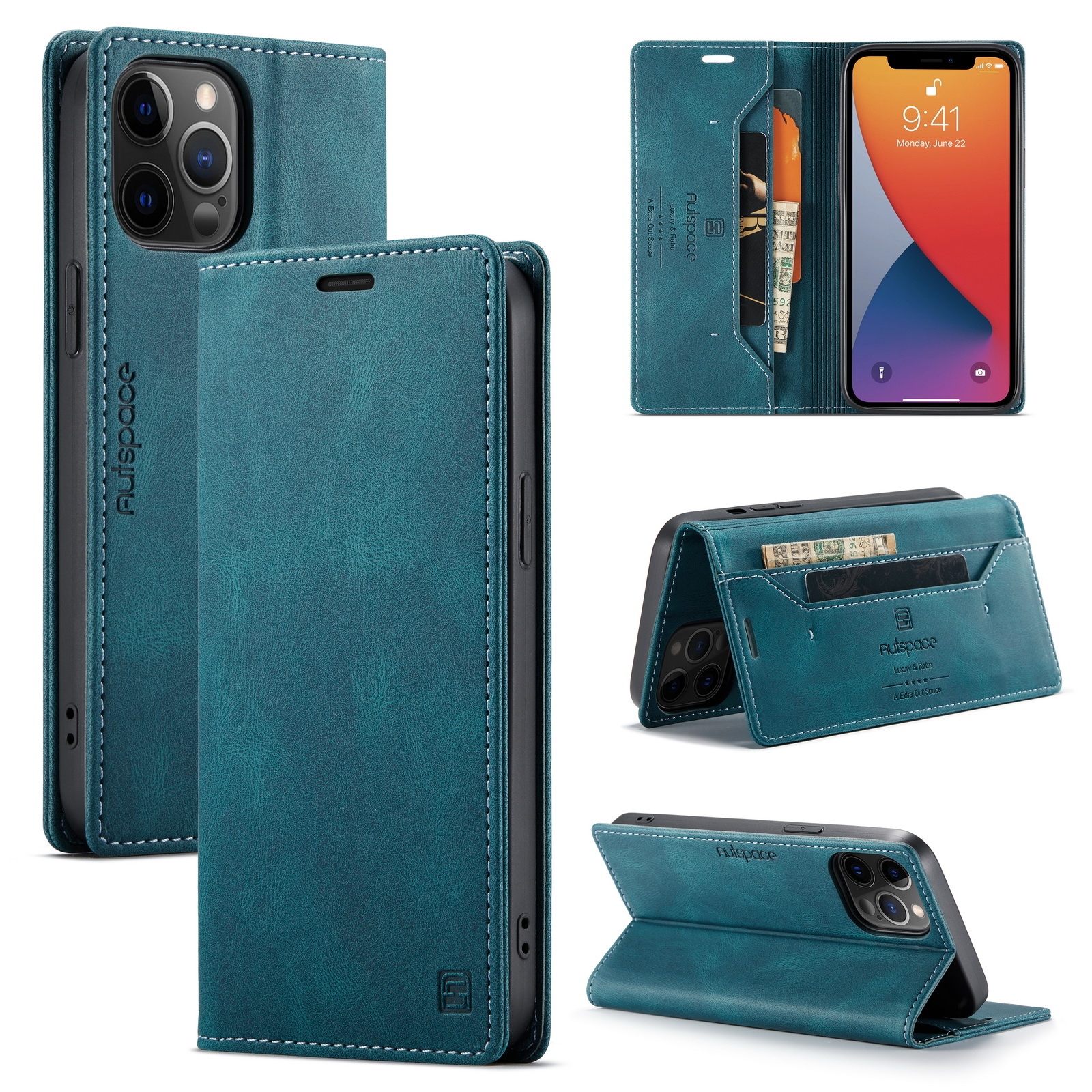For iPhone 12 / 12 Pro AutSpace A01 Retro Skin-feel Crazy Horse Texture Horizontal Flip Leather Case with Holder & Card Slots & Wallet & RFID(Blue) For iPhone 12 / 12 Pro AutSpace A01 Retro Skin-feel Crazy Horse Texture Horizontal Flip Leather Case with Holder & Card Slots & Wallet & RFID(Blue)