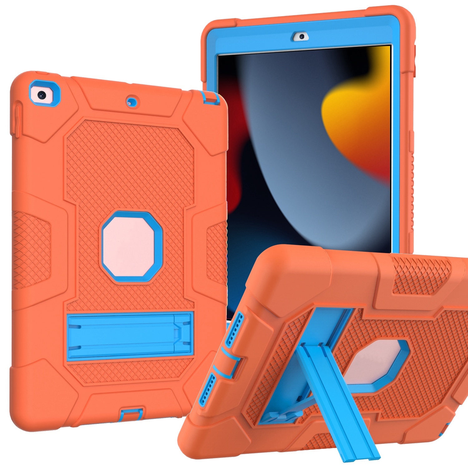 For iPad 10.2 2021 / 2020 / 2019 Contrast Color Robot Shockproof Silicone + PC Protective Case with Holder(Orange Blue) For iPad 10.2 2021 / 2020 / 2019 Contrast Color Robot Shockproof Silicone + PC Protective Case with Holder(Orange Blue)