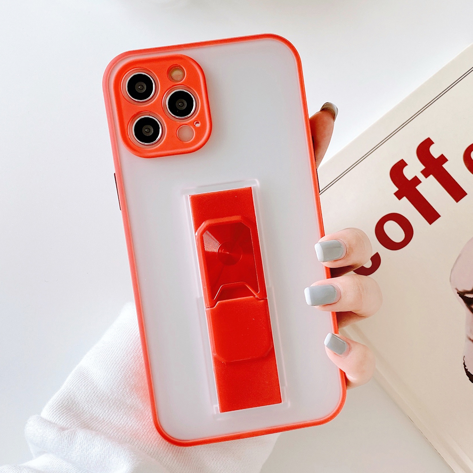 For iPhone 12 Translucent Frosted TPU + PC Magnetic Protective Case with Bright Color Invisible Bracket(Red) For iPhone 12 Translucent Frosted TPU + PC Magnetic Protective Case with Bright Color Invisible Bracket(Red)