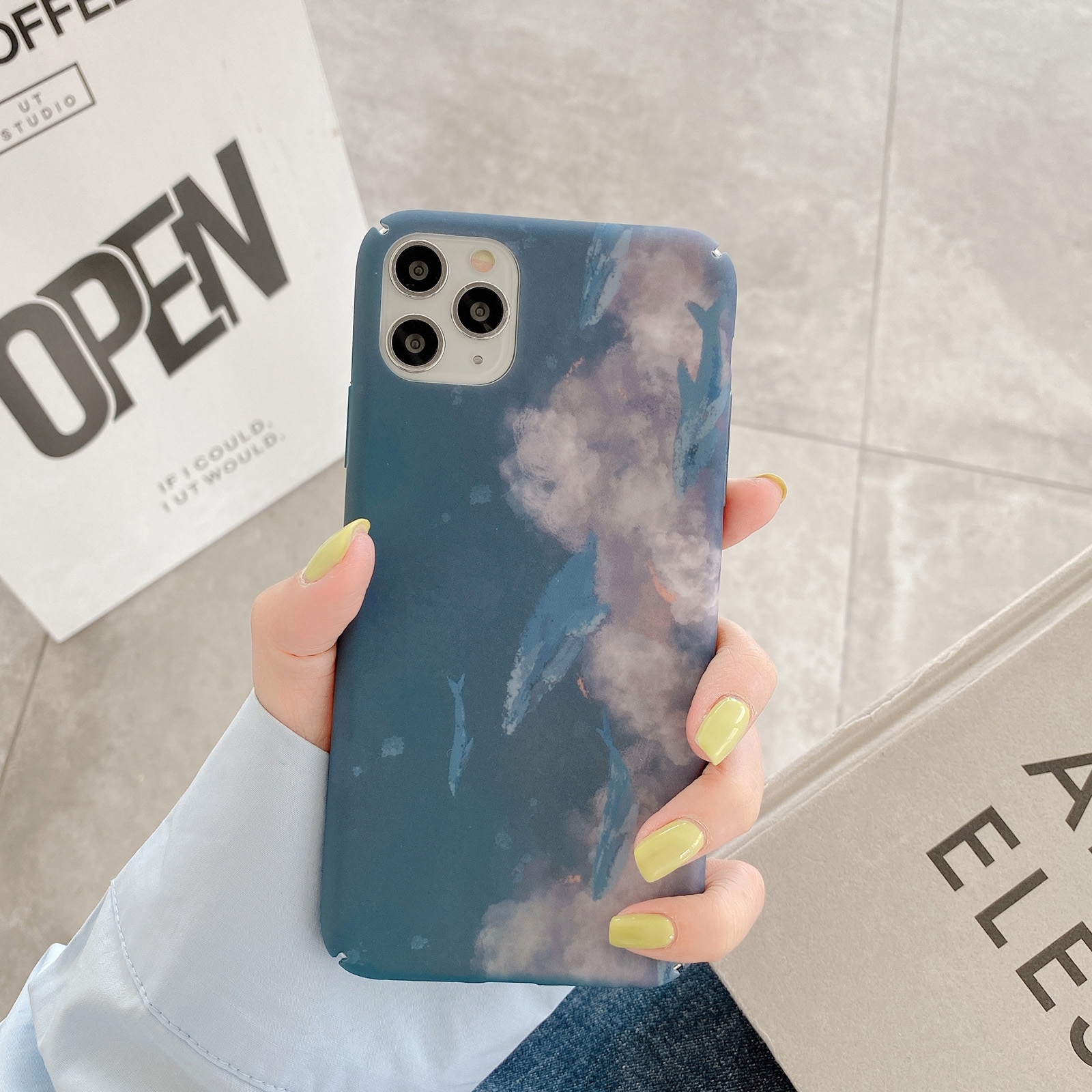For iPhone 12 mini Water Sticker Shockproof Hard Protective Case (Cloud Whale) For iPhone 12 mini Water Sticker Shockproof Hard Protective Case (Cloud Whale)