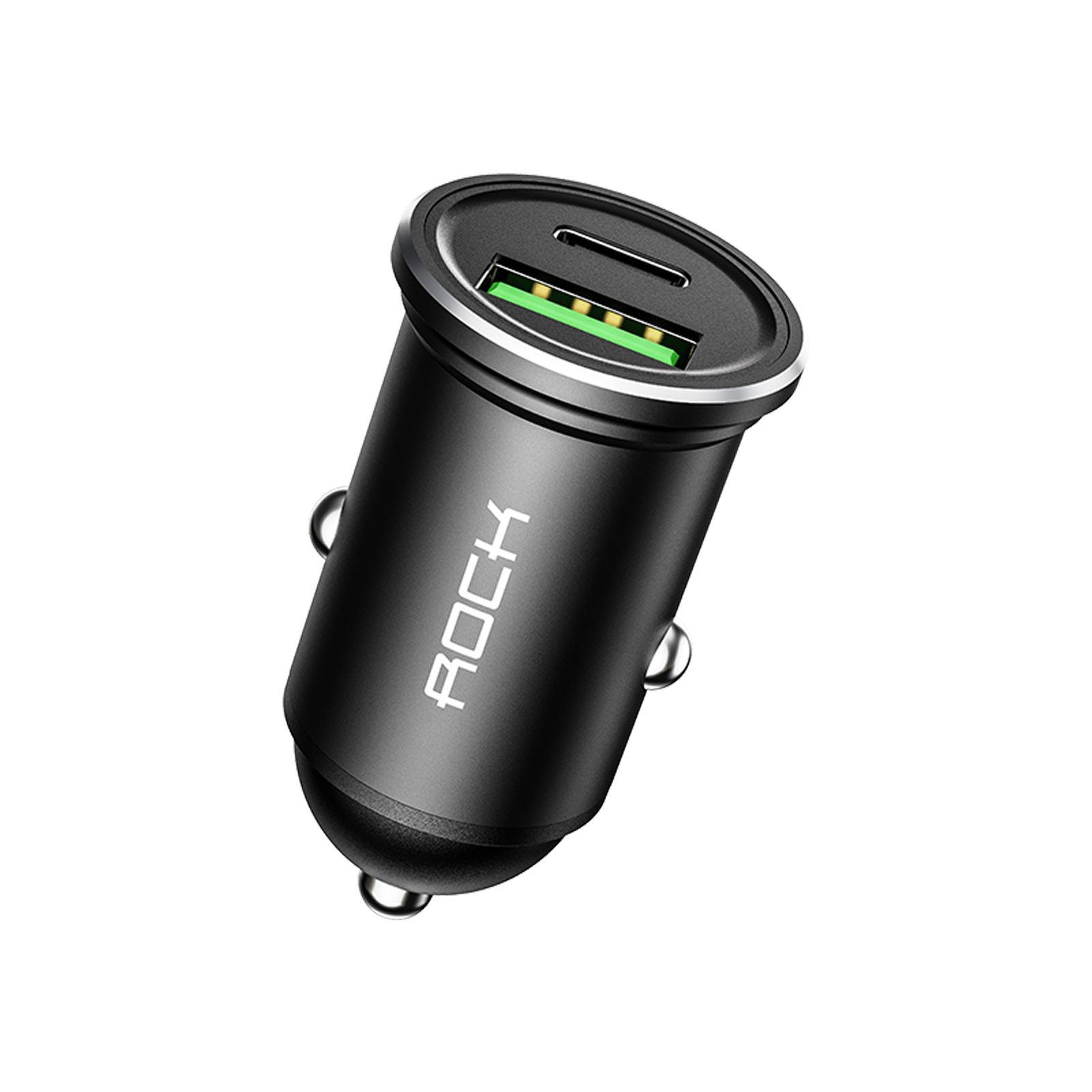 ROCK H13 PD 20W Type-C / USB-C + USB Mini Fast Charging Car Charger(Black) ROCK H13 PD 20W Type-C / USB-C + USB Mini Fast Charging Car Charger(Black)
