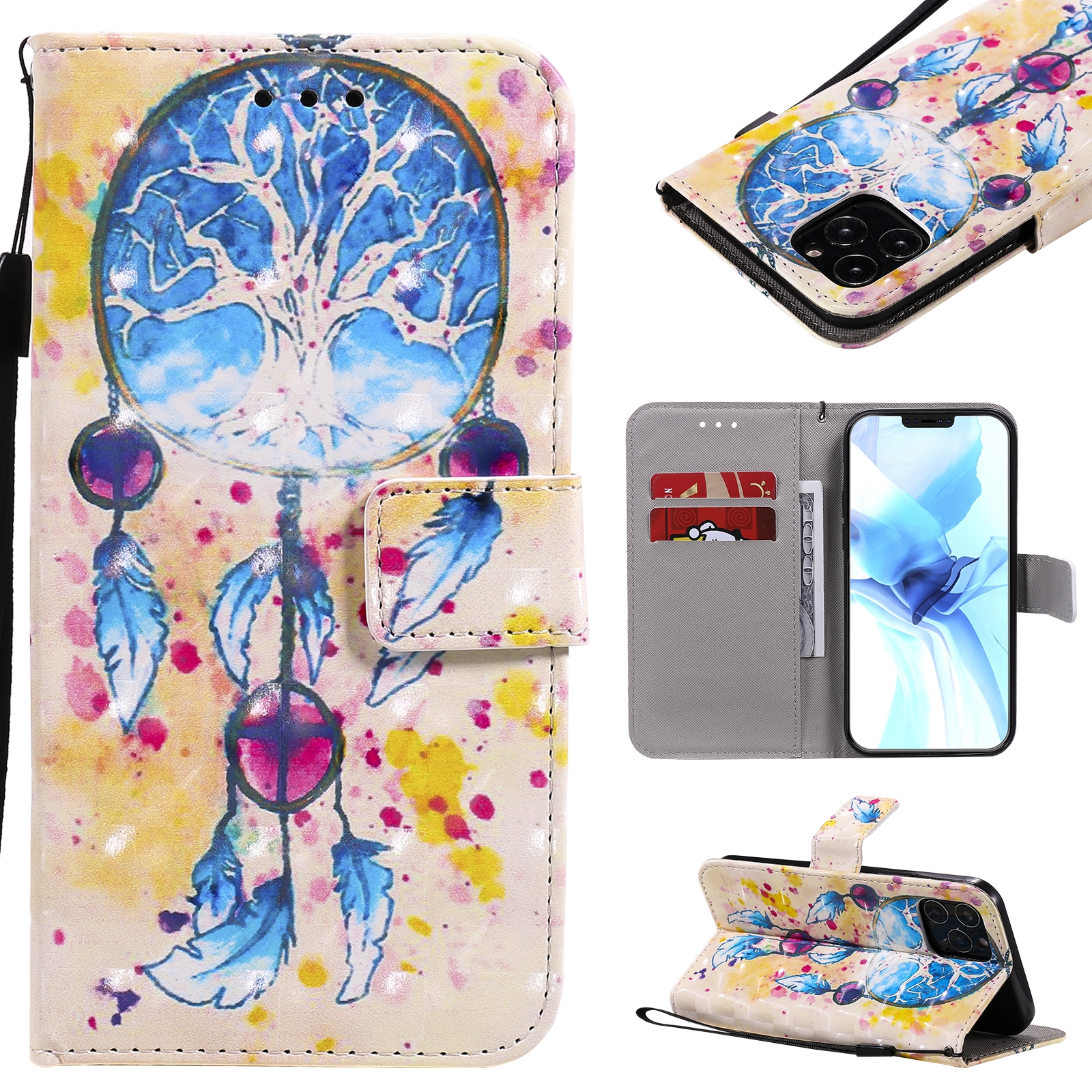 For iPhone 12 / 12 Pro 3D Painting Horizontal Flip Leather Case with Holder & Card Slot & Lanyard(Wind Chimes) For iPhone 12 / 12 Pro 3D Painting Horizontal Flip Leather Case with Holder & Card Slot & Lanyard(Wind Chimes)