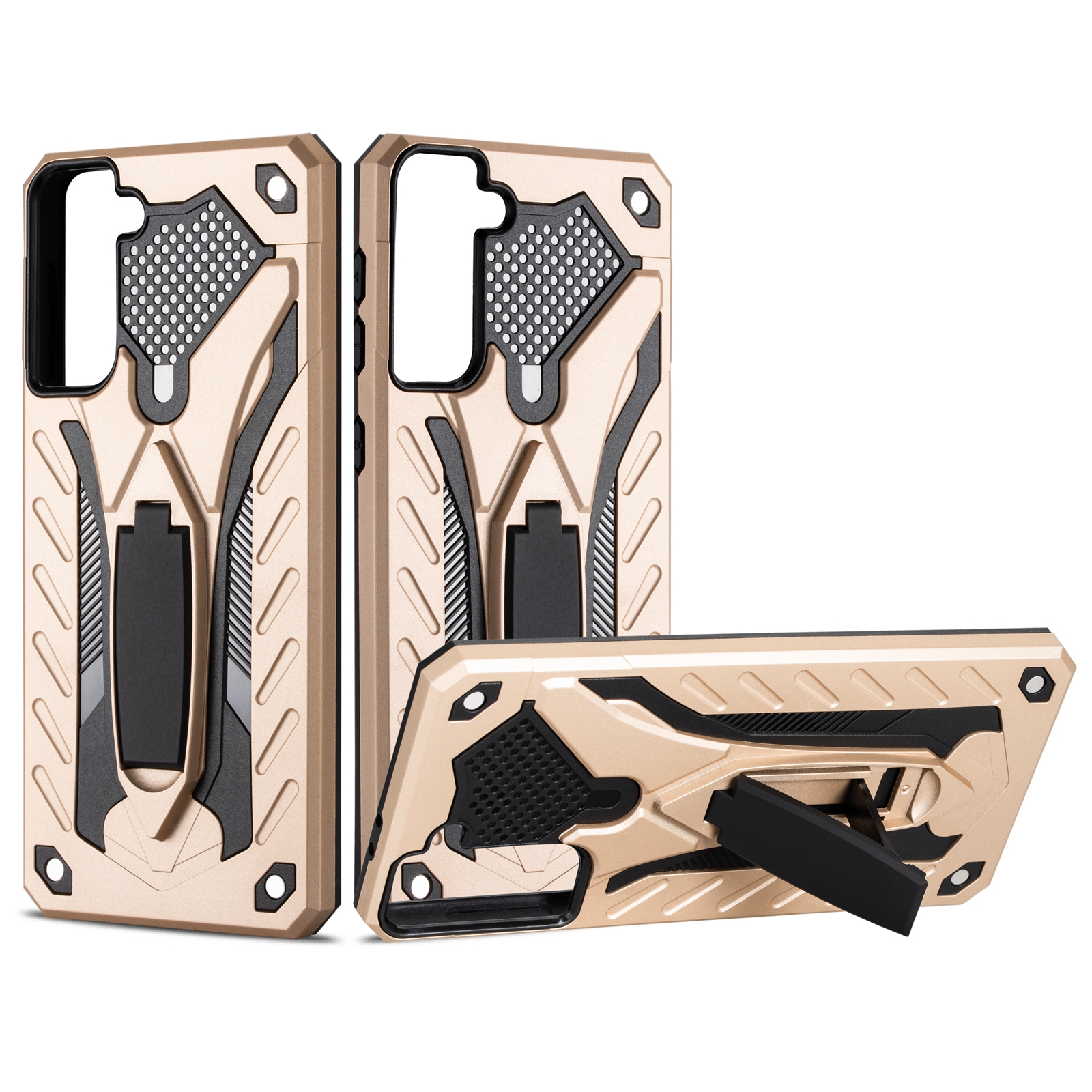 For Samsung Galaxy S21 5G Shockproof TPU + PC Protective Case with Holder(Gold) For Samsung Galaxy S21 5G Shockproof TPU + PC Protective Case with Holder(Gold)