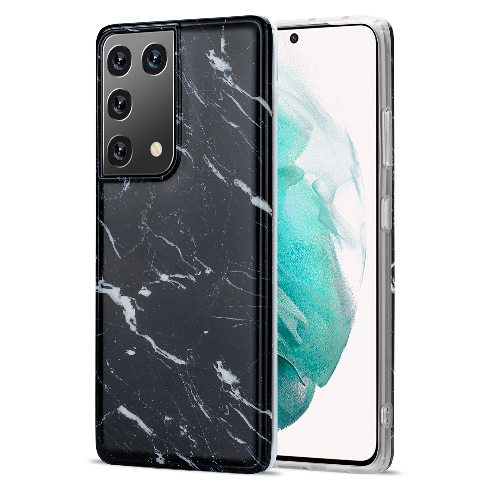 For Samsung Galaxy S21 Ultra 5G TPU Glossy Marble Pattern IMD Protective Case(Black) For Samsung Galaxy S21 Ultra 5G TPU Glossy Marble Pattern IMD Protective Case(Black)