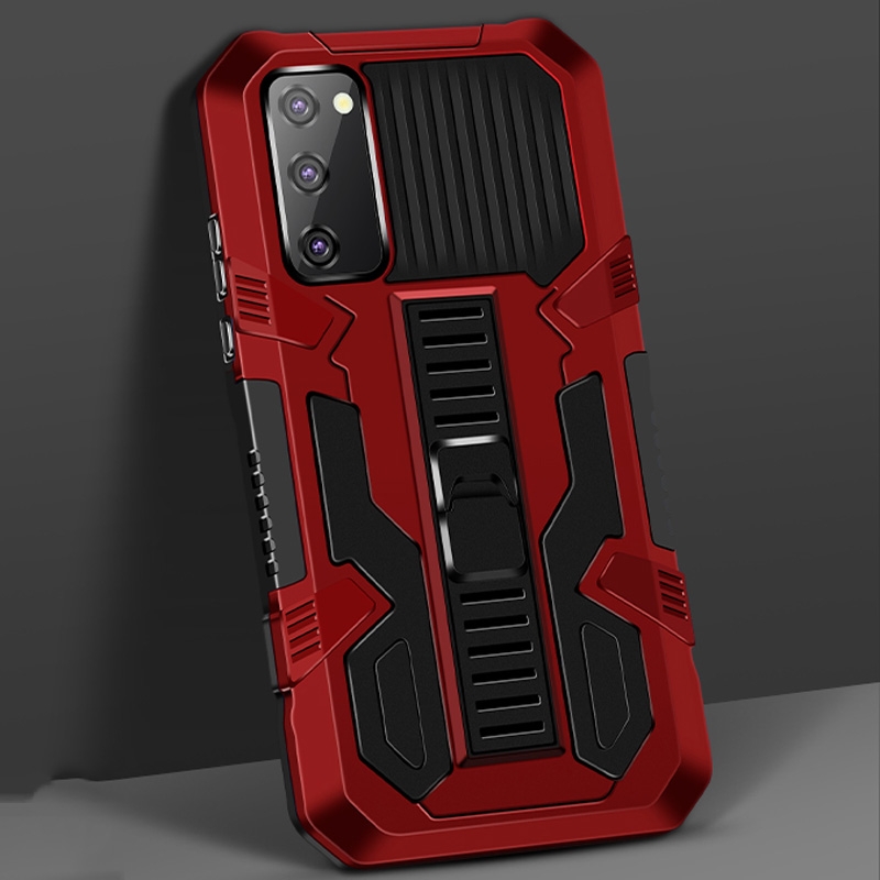For Samsung Galaxy S20 FE Vanguard Warrior All Inclusive Double-color Shockproof TPU + PC Protective Case with Holder(Red) For Samsung Galaxy S20 FE Vanguard Warrior All Inclusive Double-color Shockproof TPU + PC Protective Case with Holder(Red)