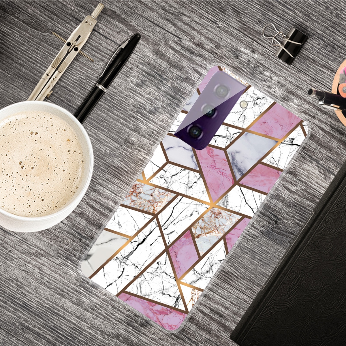 For Samsung Galaxy S21 5G Marble Shockproof TPU Protective Case(Rhombus White Purple) For Samsung Galaxy S21 5G Marble Shockproof TPU Protective Case(Rhombus White Purple)