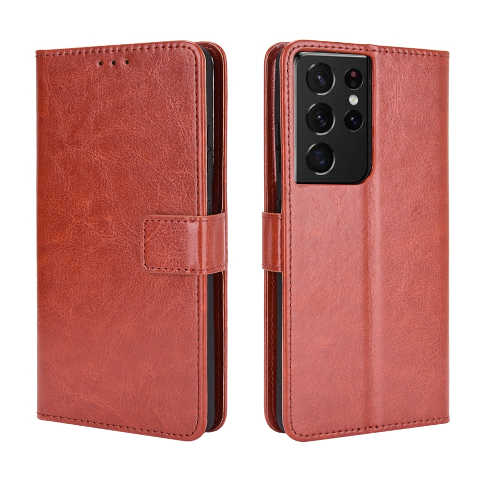For Samsung Galaxy S21 Ultra 5G Retro Crazy Horse Texture Horizontal Flip Leather Case with Holder & Card Slots & Photo Frame(Brown) For Samsung Galaxy S21 Ultra 5G Retro Crazy Horse Texture Horizontal Flip Leather Case with Holder & Card Slots & Photo Frame(Brown)