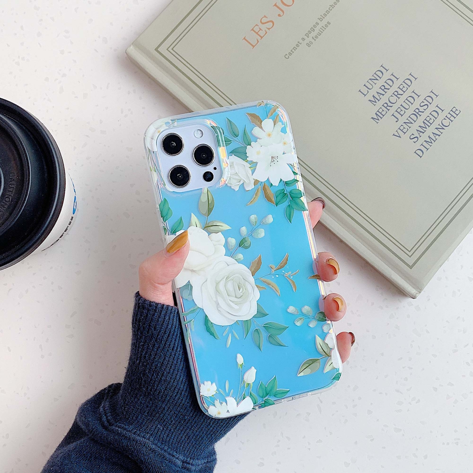 Double-sided Film Laser Flower Pattern Protective Case For iPhone 11 Pro Max(White) Double-sided Film Laser Flower Pattern Protective Case For iPhone 11 Pro Max(White)