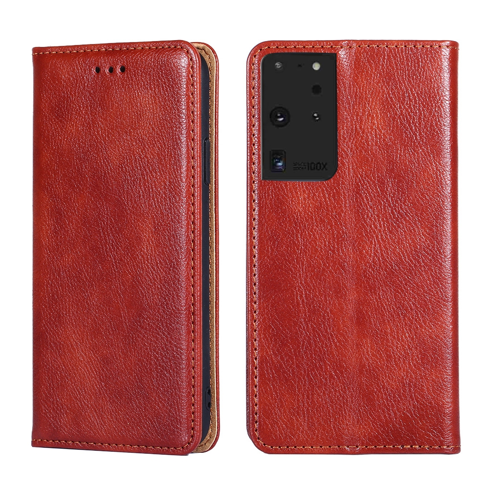 For Samsung Galaxy S21 Ultra 5G PU + TPU Gloss Oil Solid Color Magnetic Horizontal Flip Leather Case with Holder & Card Slot & Wallet(Brown) For Samsung Galaxy S21 Ultra 5G PU + TPU Gloss Oil Solid Color Magnetic Horizontal Flip Leather Case with Holder & Card Slot & Wallet(Brown)