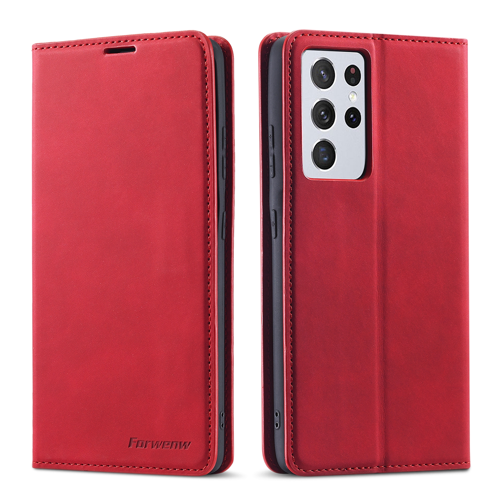 For Samsung Galaxy S21 Ultra 5G Forwenw Dream Series Oil Edge Strong Magnetism Horizontal Flip Leather Case with Holder & Card Slots & Wallet & Photo Frame(Red) For Samsung Galaxy S21 Ultra 5G Forwenw Dream Series Oil Edge Strong Magnetism Horizontal Flip Leather Case with Holder & Card Slots & Wallet & Photo Frame(Red)