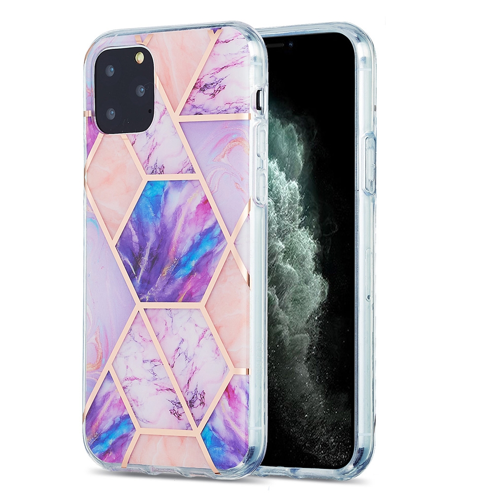 For iPhone 11 Pro 3D Electroplating Marble Pattern TPU Protective Case (Pink Purple) For iPhone 11 Pro 3D Electroplating Marble Pattern TPU Protective Case (Pink Purple)