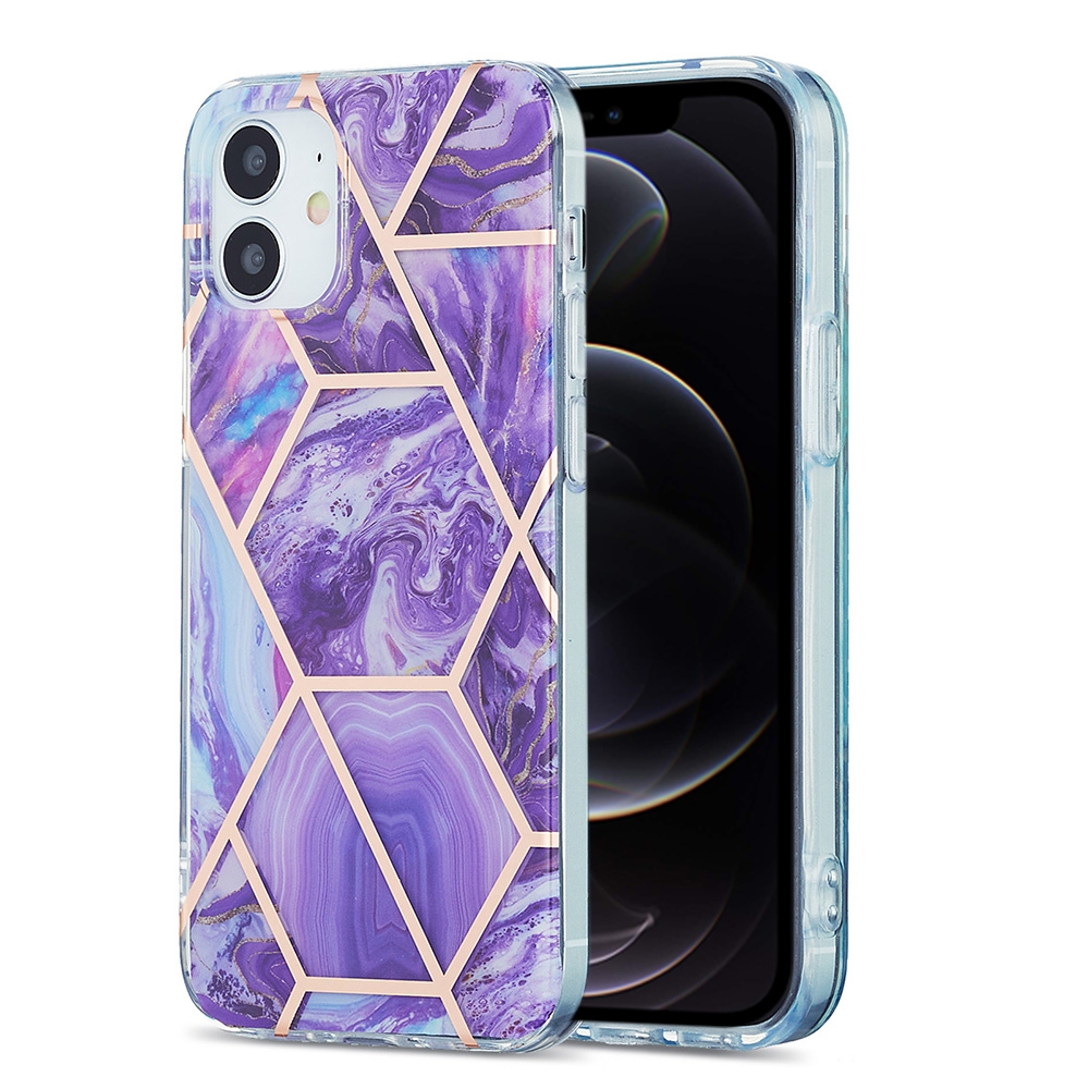 For iPhone 12 / 12 Pro 3D Electroplating Marble Pattern TPU Protective Case(Purple) For iPhone 12 / 12 Pro 3D Electroplating Marble Pattern TPU Protective Case(Purple)