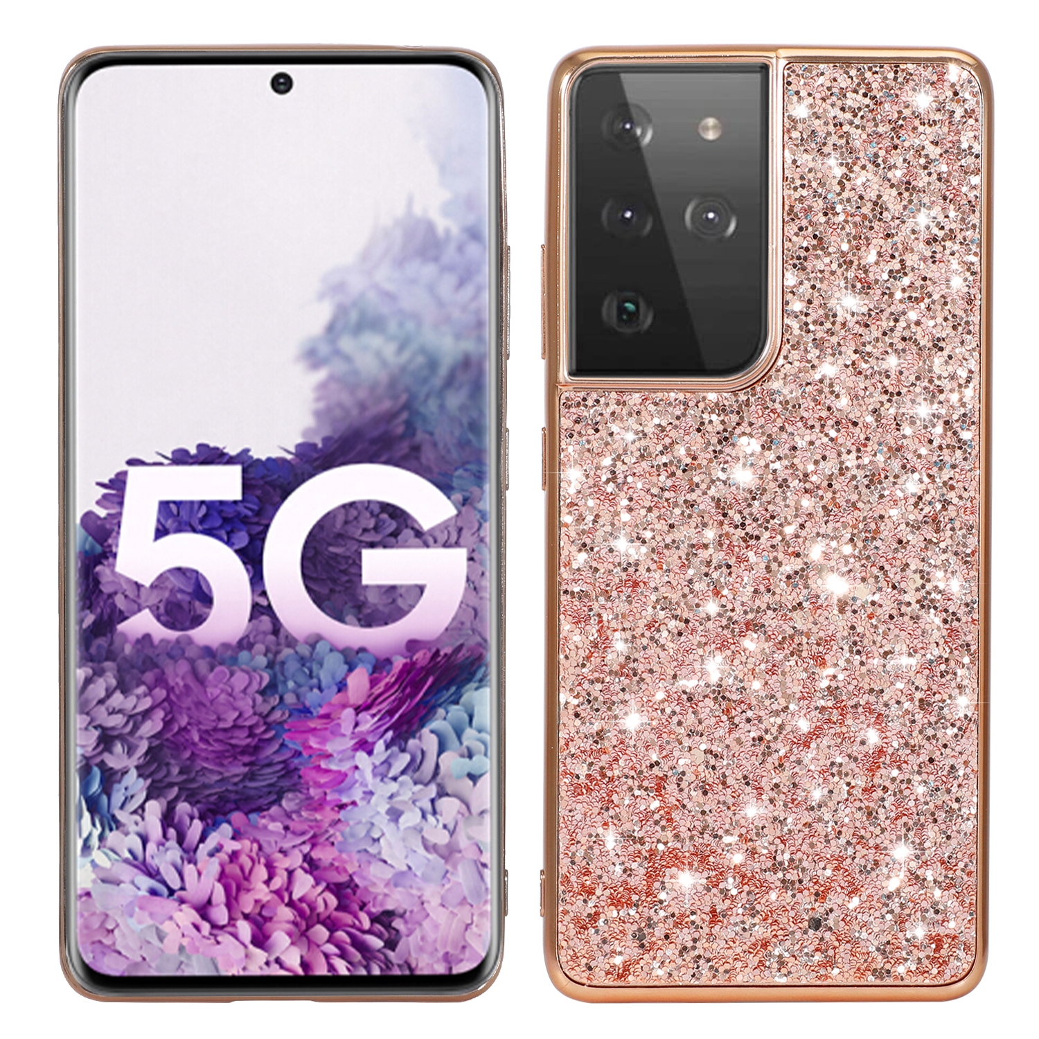 For Samsung Galaxy S21 Ultra 5G Glitter Powder Shockproof TPU Protective Case(Rose Gold) For Samsung Galaxy S21 Ultra 5G Glitter Powder Shockproof TPU Protective Case(Rose Gold)