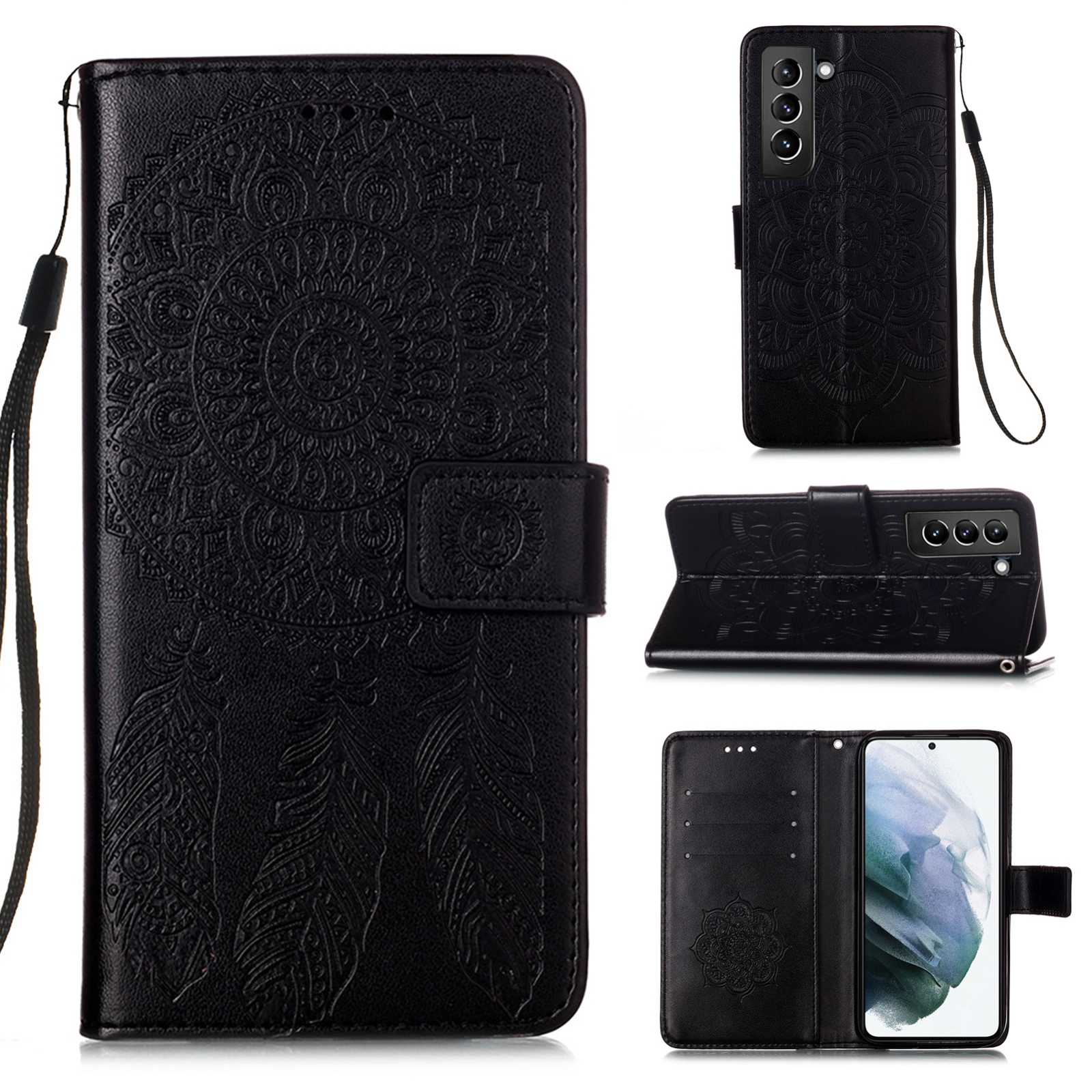 For Samsung Galaxy S21+ 5G Dream Catcher Printing Horizontal Flip Leather Case with Holder & Card Slots & Wallet & Lanyard(Black) For Samsung Galaxy S21+ 5G Dream Catcher Printing Horizontal Flip Leather Case with Holder & Card Slots & Wallet & Lanyard(Black)