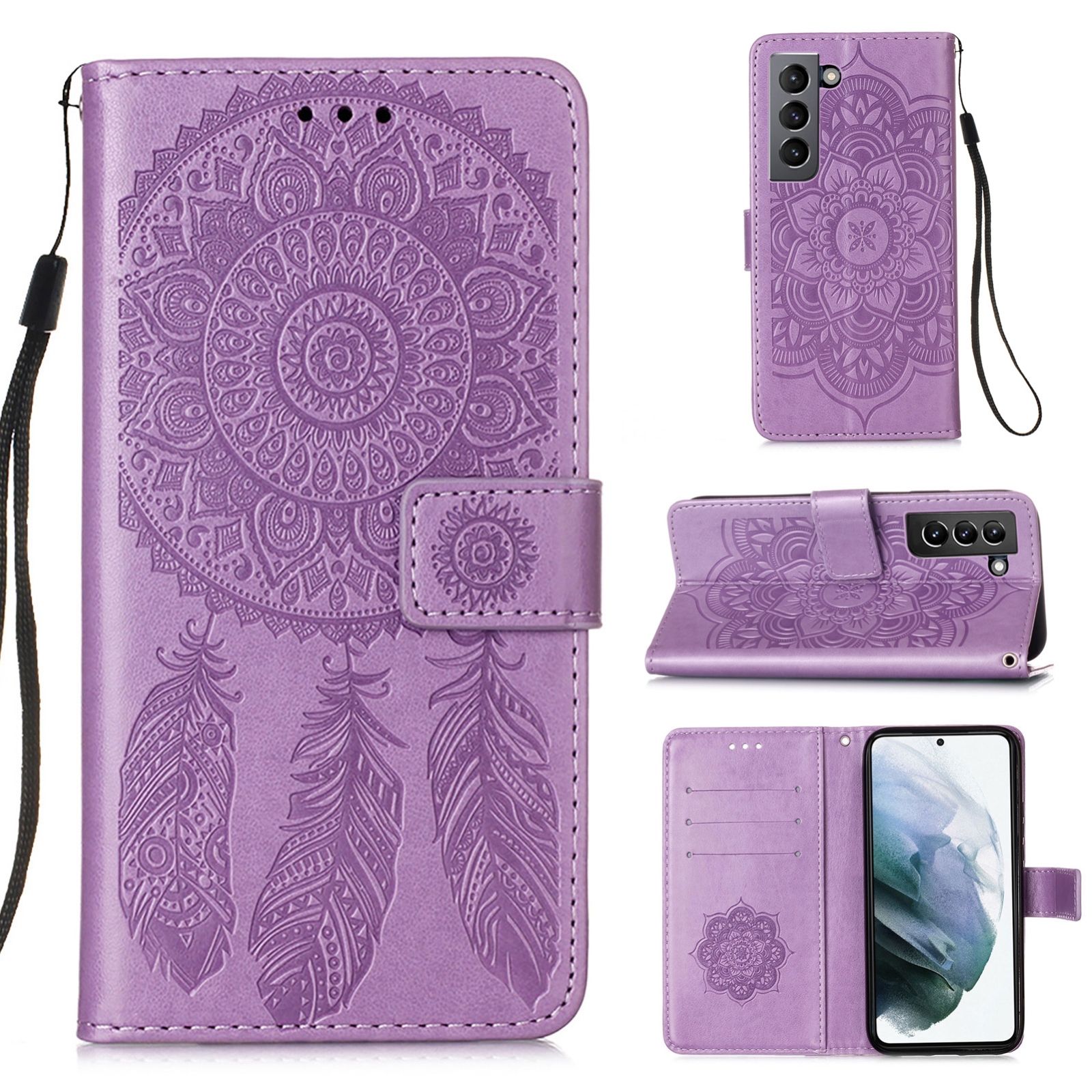 For Samsung Galaxy S21 5G Dream Catcher Printing Horizontal Flip Leather Case with Holder & Card Slots & Wallet & Lanyard(Purple) For Samsung Galaxy S21 5G Dream Catcher Printing Horizontal Flip Leather Case with Holder & Card Slots & Wallet & Lanyard(Purple)