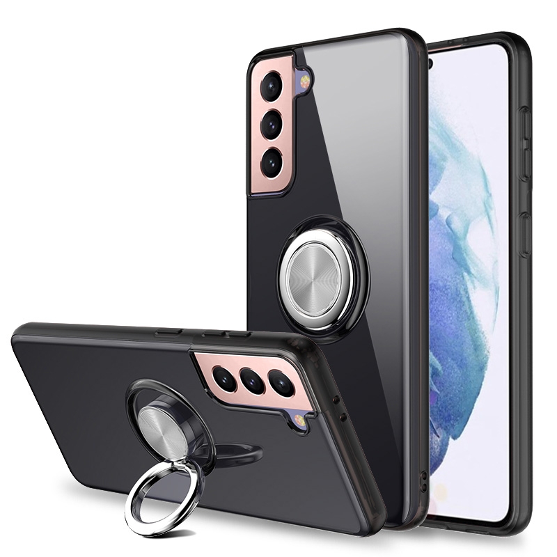 For Samsung Galaxy S21 Ultra 5G Pure Color Shockproof Transparent TPU + Acrylic Protective Case with Ring Holder(Black) For Samsung Galaxy S21 Ultra 5G Pure Color Shockproof Transparent TPU + Acrylic Protective Case with Ring Holder(Black)