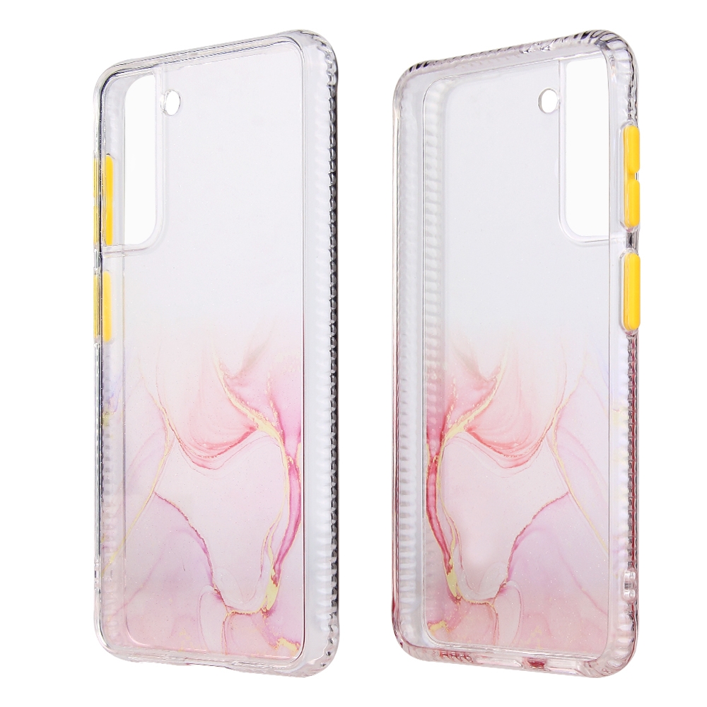 For Samsung Galaxy S21 5G Marble Texture TPU + PC Protective Case(White Pink) For Samsung Galaxy S21 5G Marble Texture TPU + PC Protective Case(White Pink)