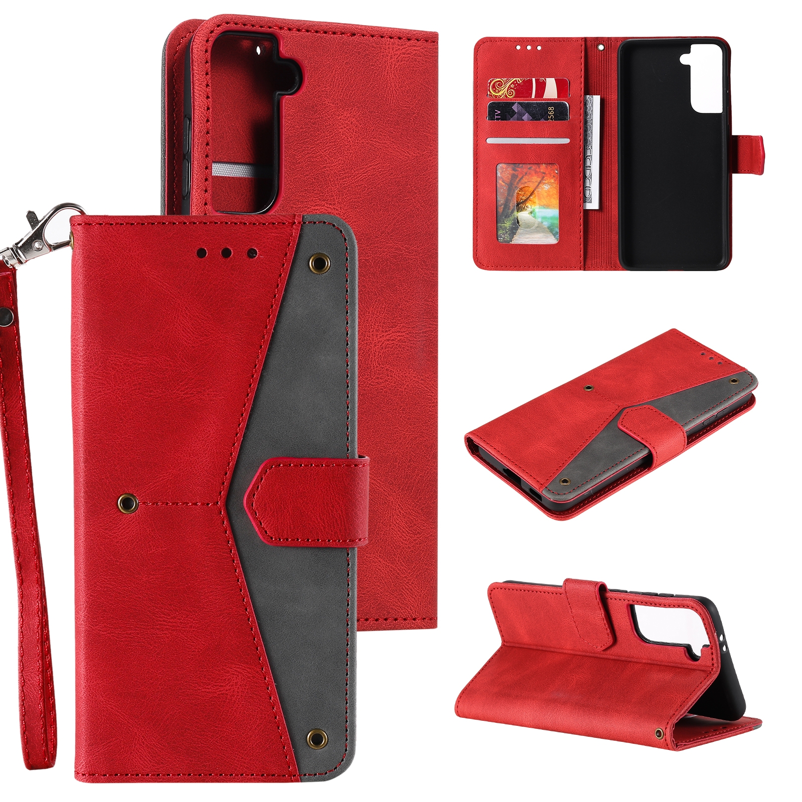 For Samsung Galaxy S21 Ultra 5G Stitching Calf Texture Horizontal Flip Leather Case with Holder & Card Slots & Wallet(Red) For Samsung Galaxy S21 Ultra 5G Stitching Calf Texture Horizontal Flip Leather Case with Holder & Card Slots & Wallet(Red)