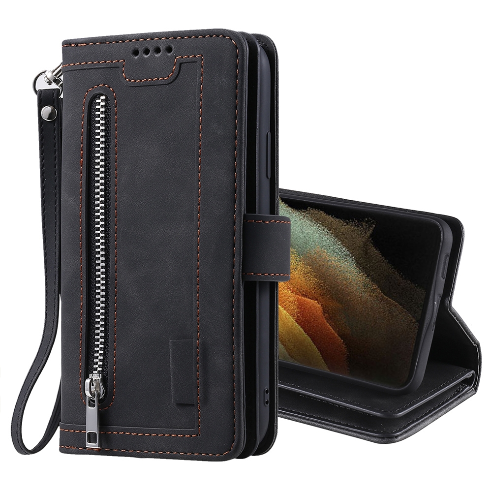 For Samsung Galaxy S21 Ultra 5G Nine Card Zipper Bag Horizontal Flip Leather Case With Holder & Card Slots & Photo Frame & Wallet(Black) For Samsung Galaxy S21 Ultra 5G Nine Card Zipper Bag Horizontal Flip Leather Case With Holder & Card Slots & Photo Frame & Wallet(Black)
