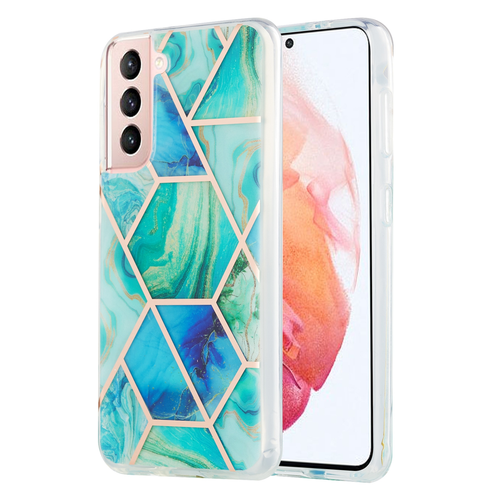 For Samsung Galaxy S21 5G 3D Electroplating Marble Pattern TPU Protective Case(Green) For Samsung Galaxy S21 5G 3D Electroplating Marble Pattern TPU Protective Case(Green)