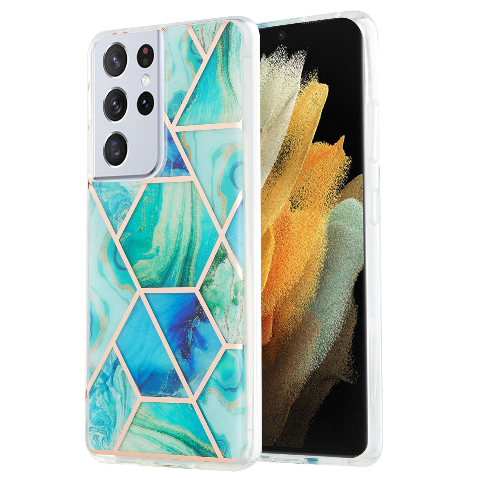 For Samsung Galaxy S21 Ultra 5G 3D Electroplating Marble Pattern TPU Protective Case(Green) For Samsung Galaxy S21 Ultra 5G 3D Electroplating Marble Pattern TPU Protective Case(Green)