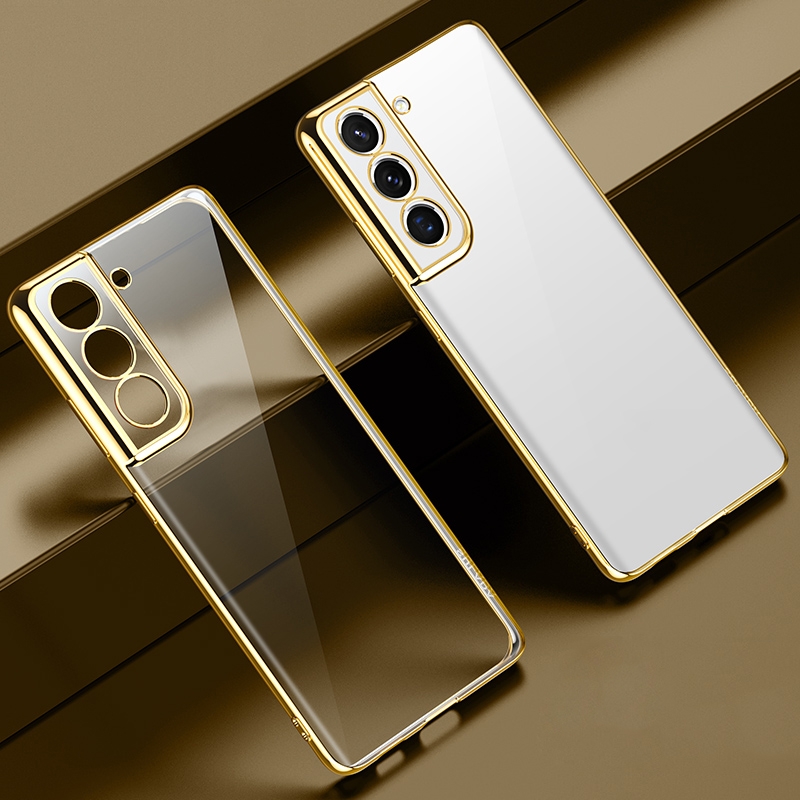 For Samsung Galaxy S21 5G SULADA Shockproof Plating Silicone Transparent Protective Case(Gold) For Samsung Galaxy S21 5G SULADA Shockproof Plating Silicone Transparent Protective Case(Gold)