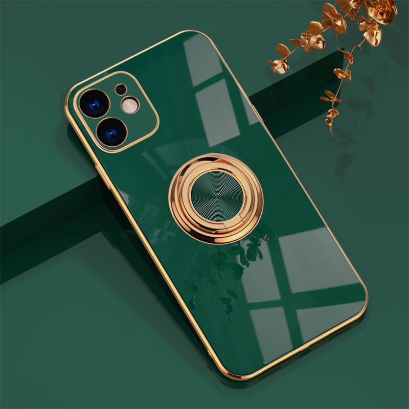 For iPhone 11 6D Electroplating Full Coverage Silicone Protective Case with Magnetic Ring Holder (Dark Green) For iPhone 11 6D Electroplating Full Coverage Silicone Protective Case with Magnetic Ring Holder (Dark Green)